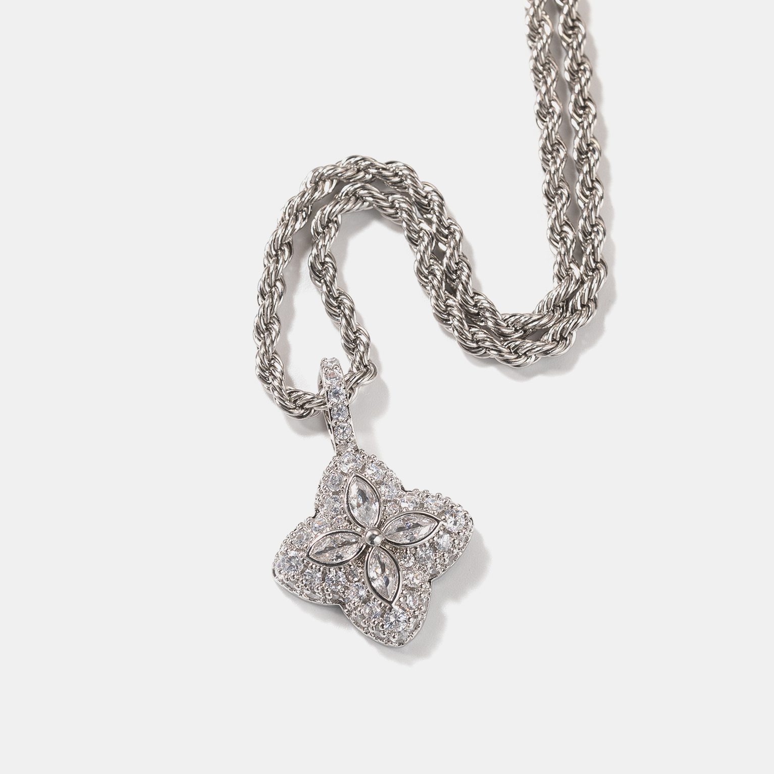Colorful Clover Pendant - White Gold