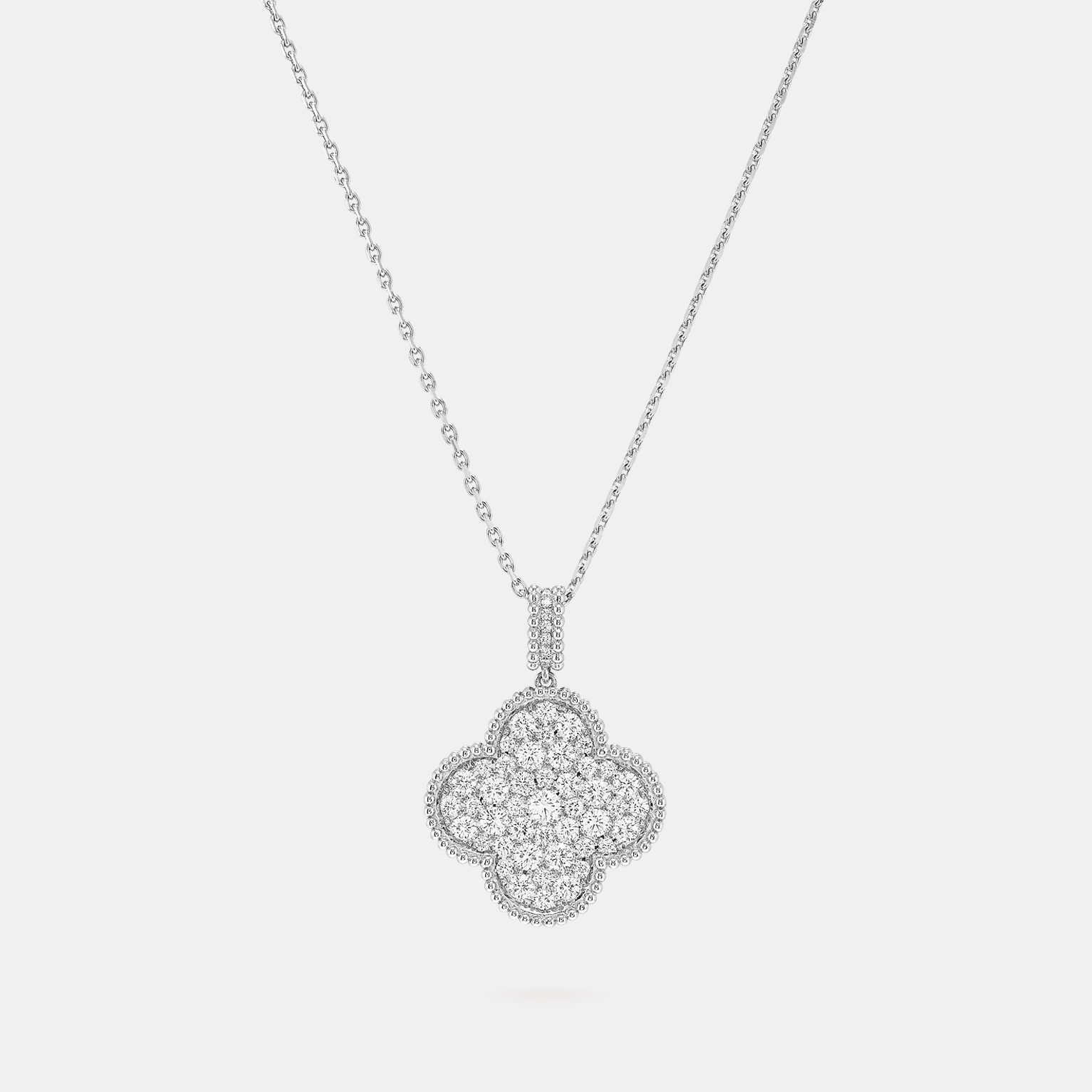 Silver Iced Clover Chain - White Gold