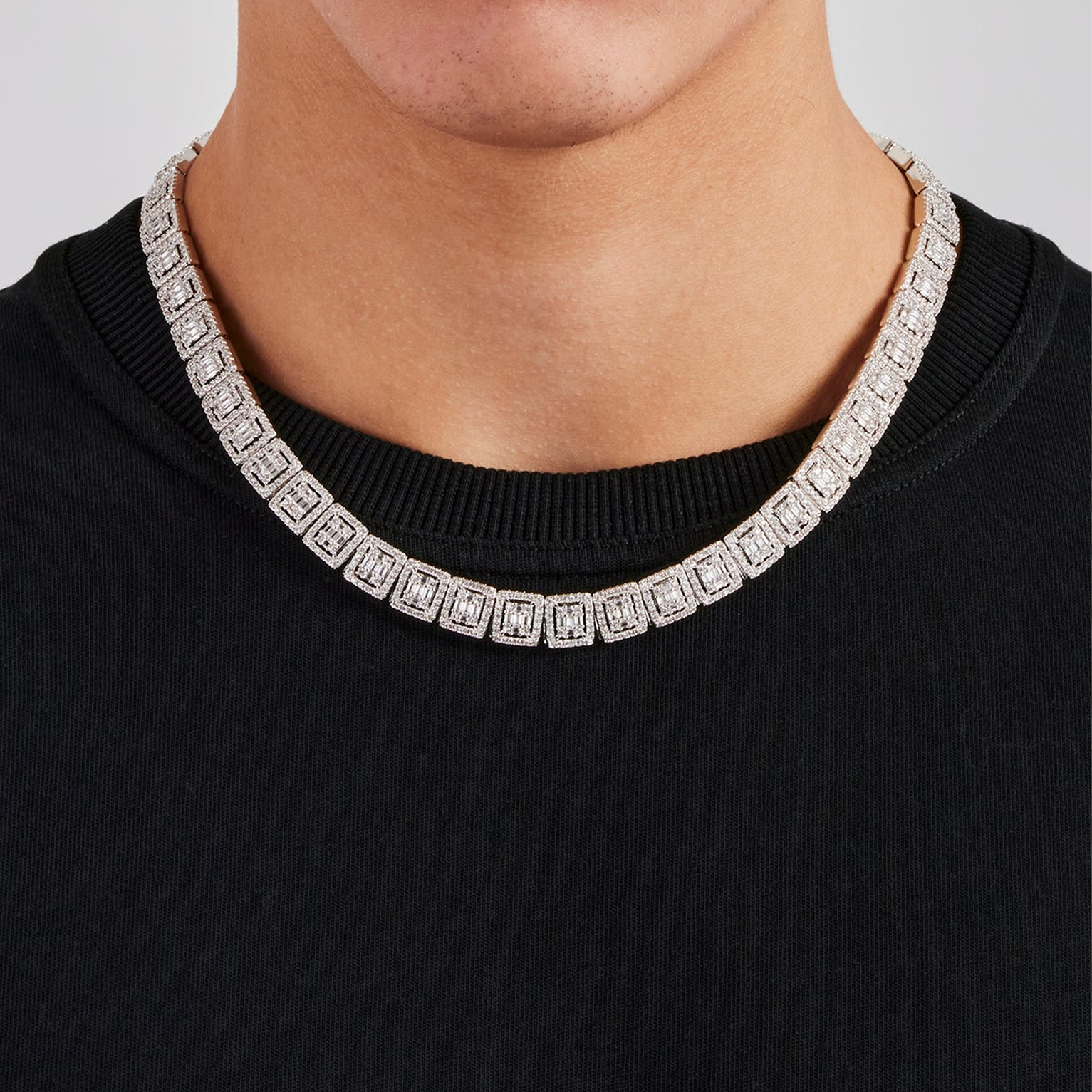 13mm Square Sugar Link Chain - White Gold
