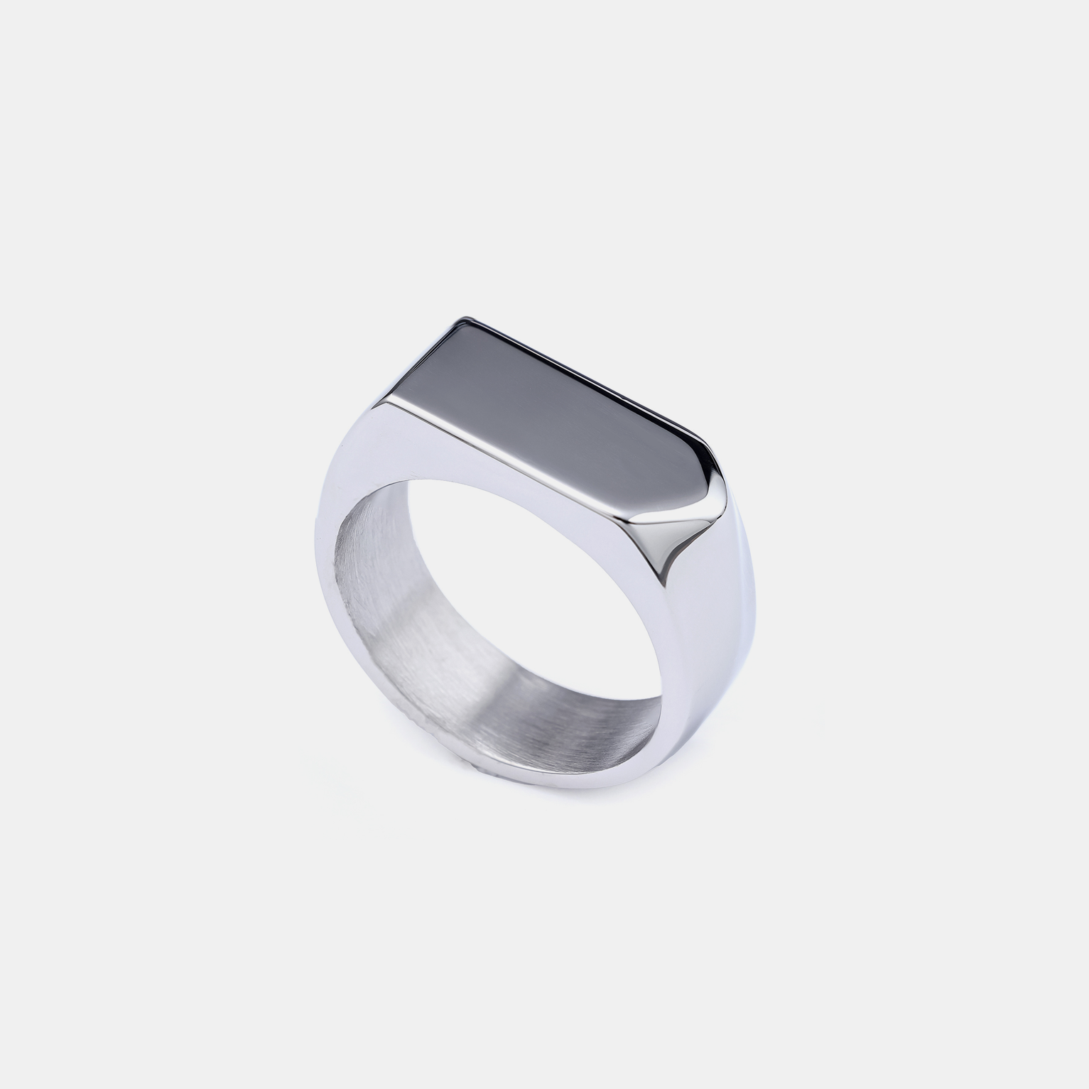 Onyx Block Titanium Ring - Silver