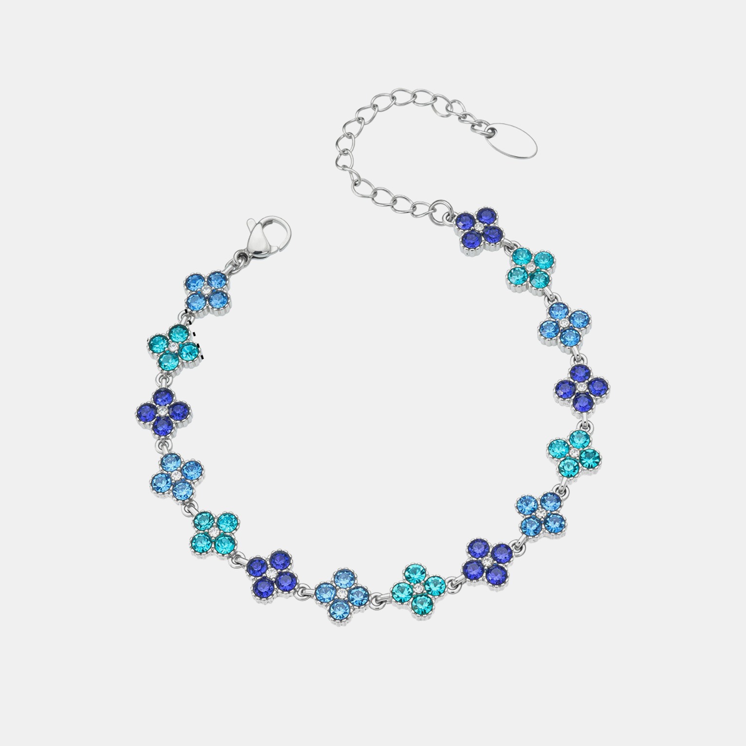 Iced Clover Cluster Bracelet - Blue Gold