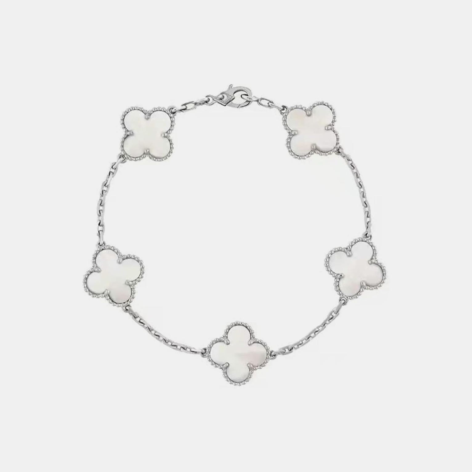 Silver Pearl Clover Bracelet - Multi Color