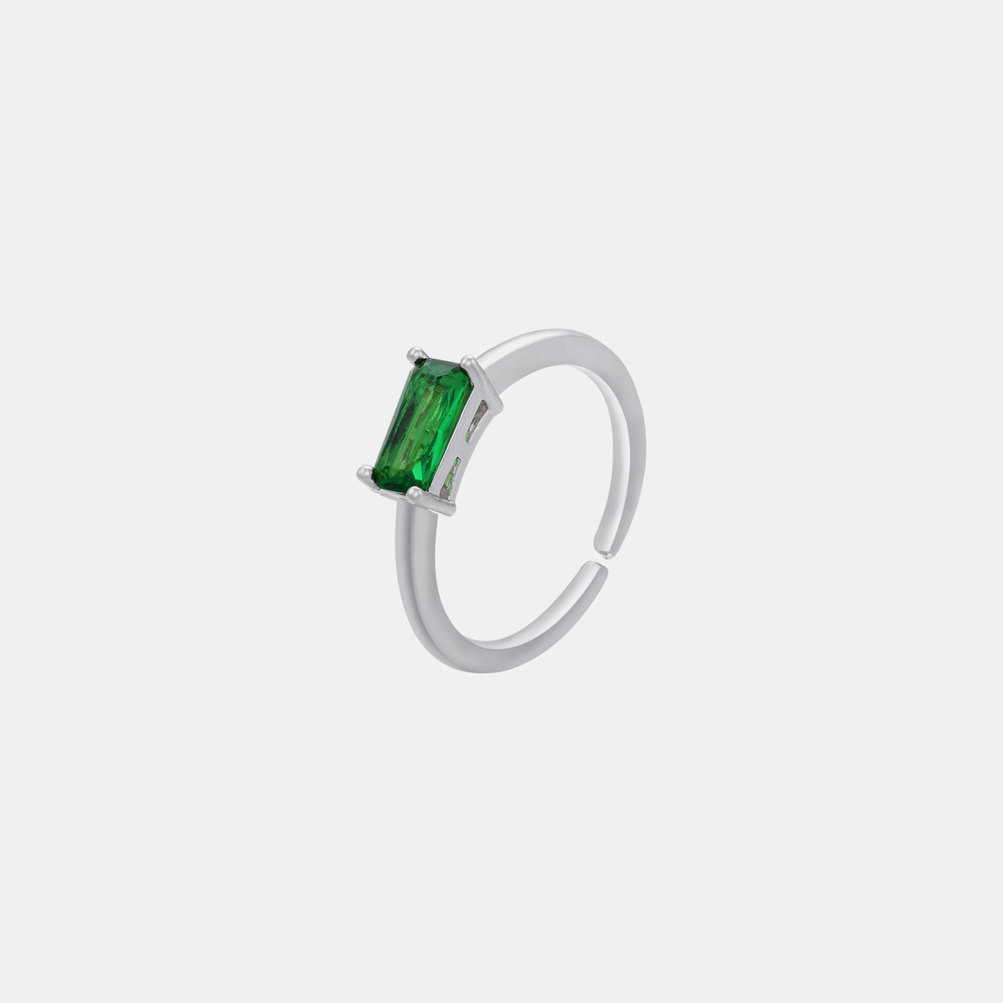 Emerald Green Light Ring (Open Cuff) - Green & White Gold