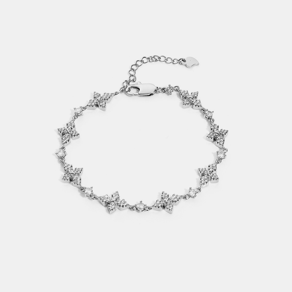 Iced Celestial Cross Link Bracelet - White Gold