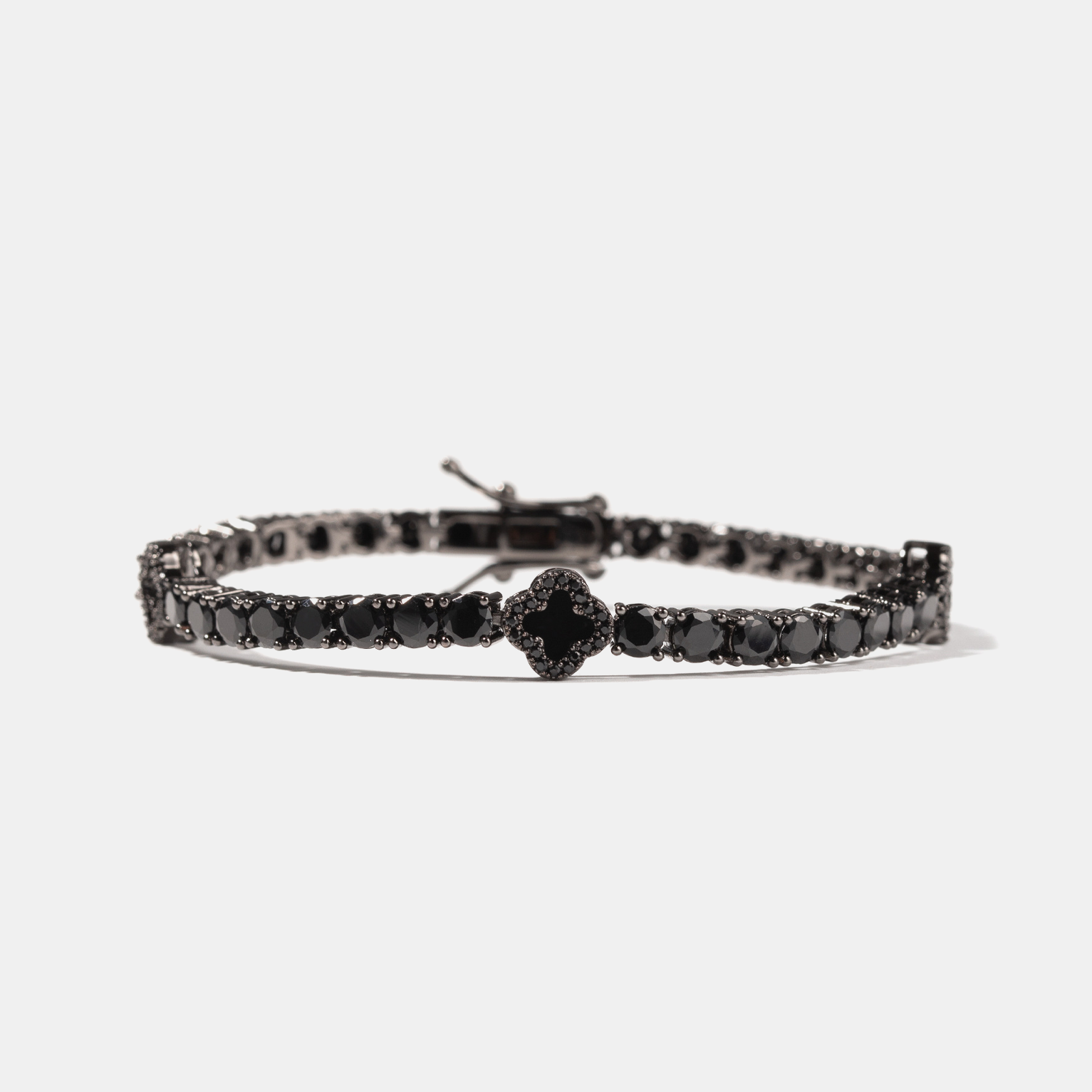 8mm Clover Tennis Link Bracelet - Black Gold