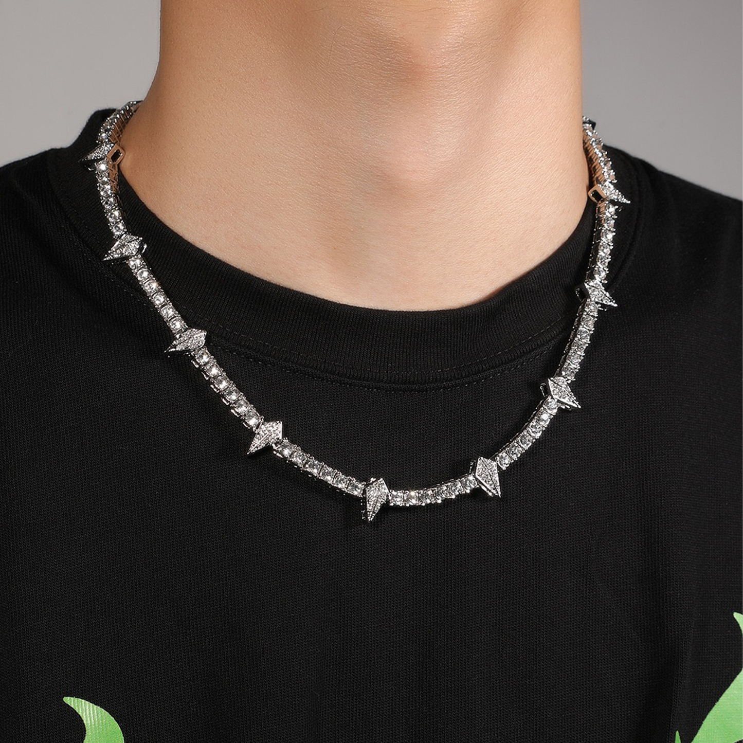 4mm Panther Tennis Link Chain - White Gold