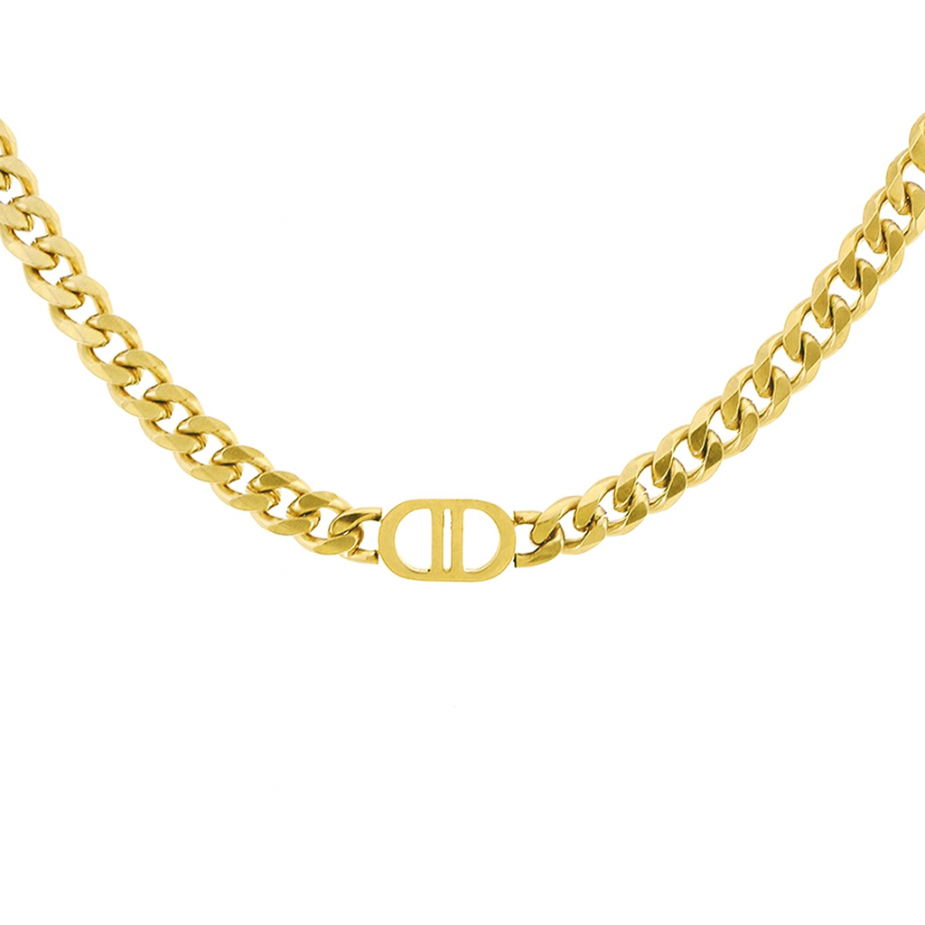 8mm Double D Miami Link Chain - Gold