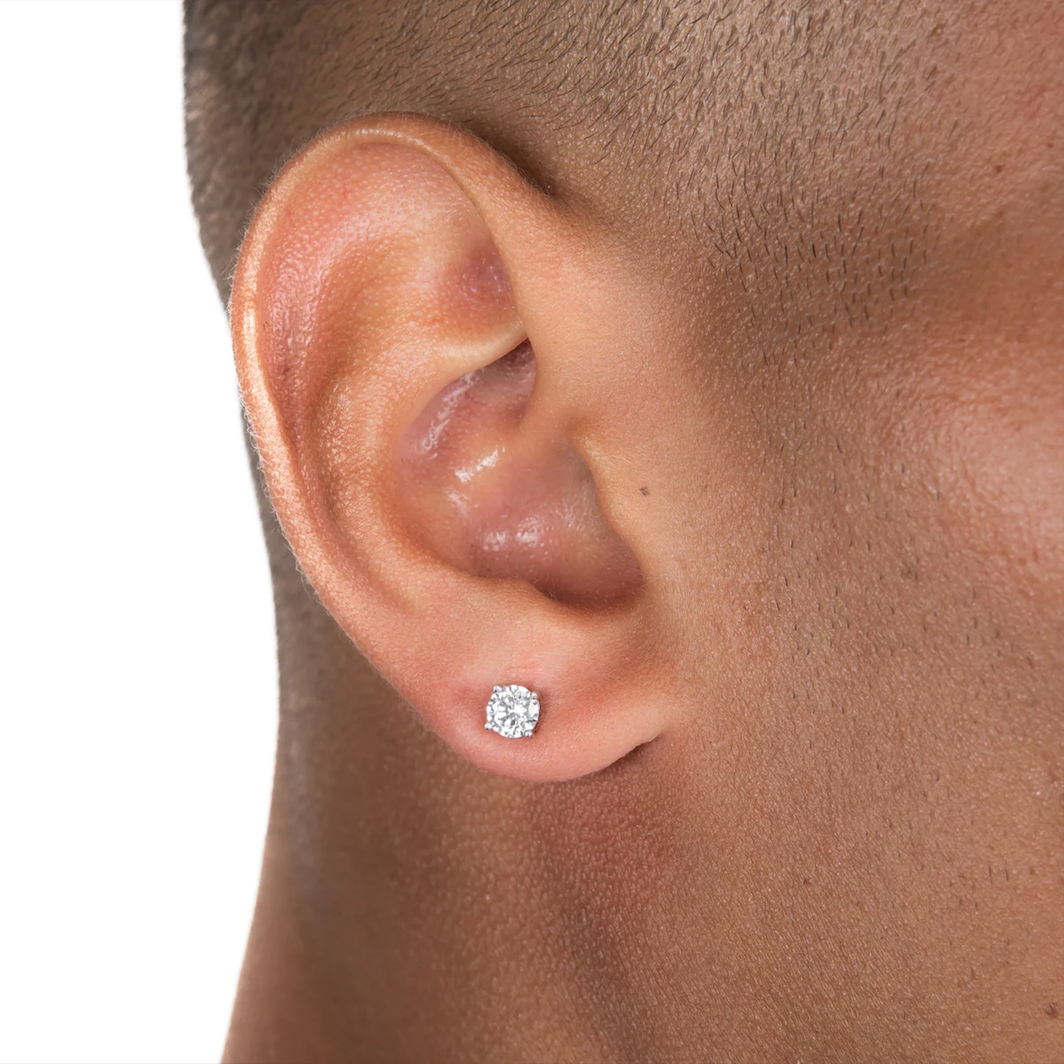 Round Cut Diamond Earrings - White Gold