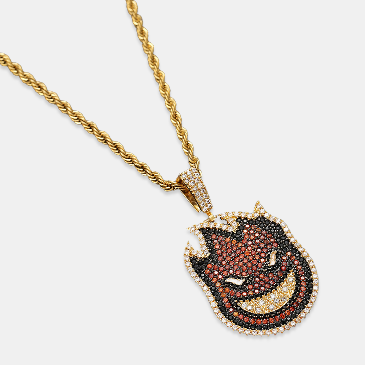 Dual Flame Face Mascot Pendant - Gold