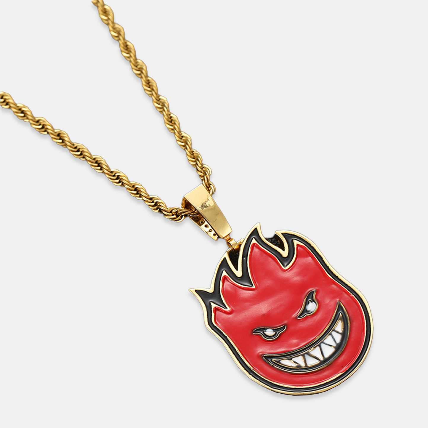 Dual Flame Face Mascot Pendant - Gold