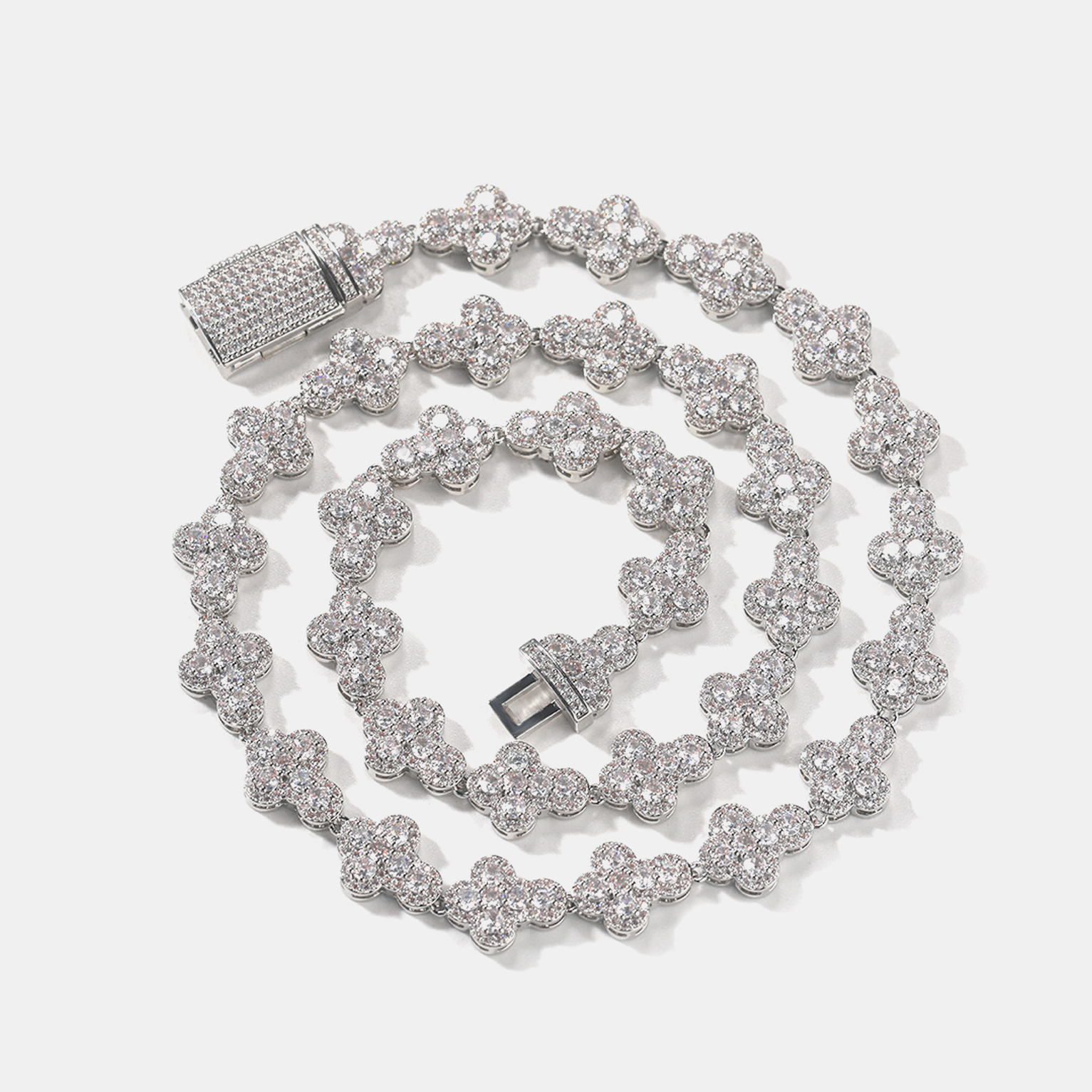 Sparkling Cross Chain - White Gold