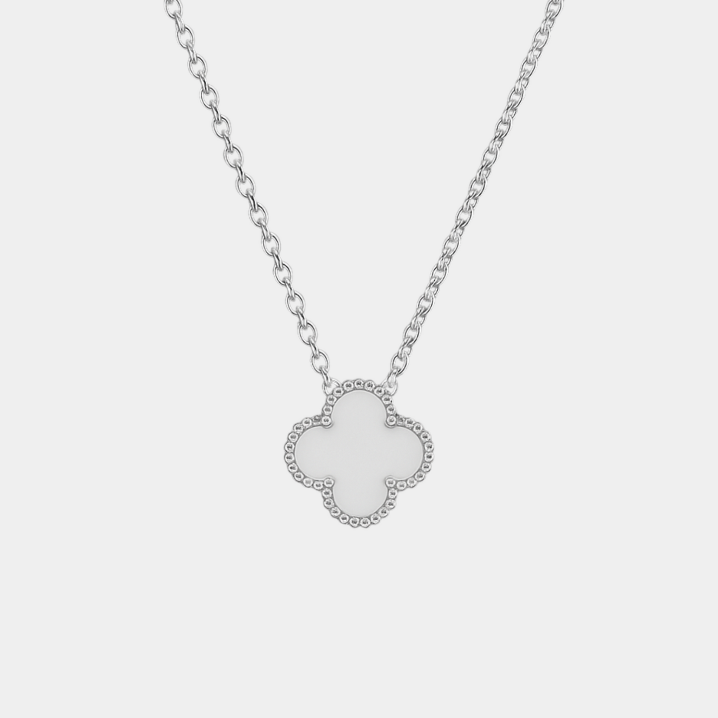 Silver Clover Chain - White