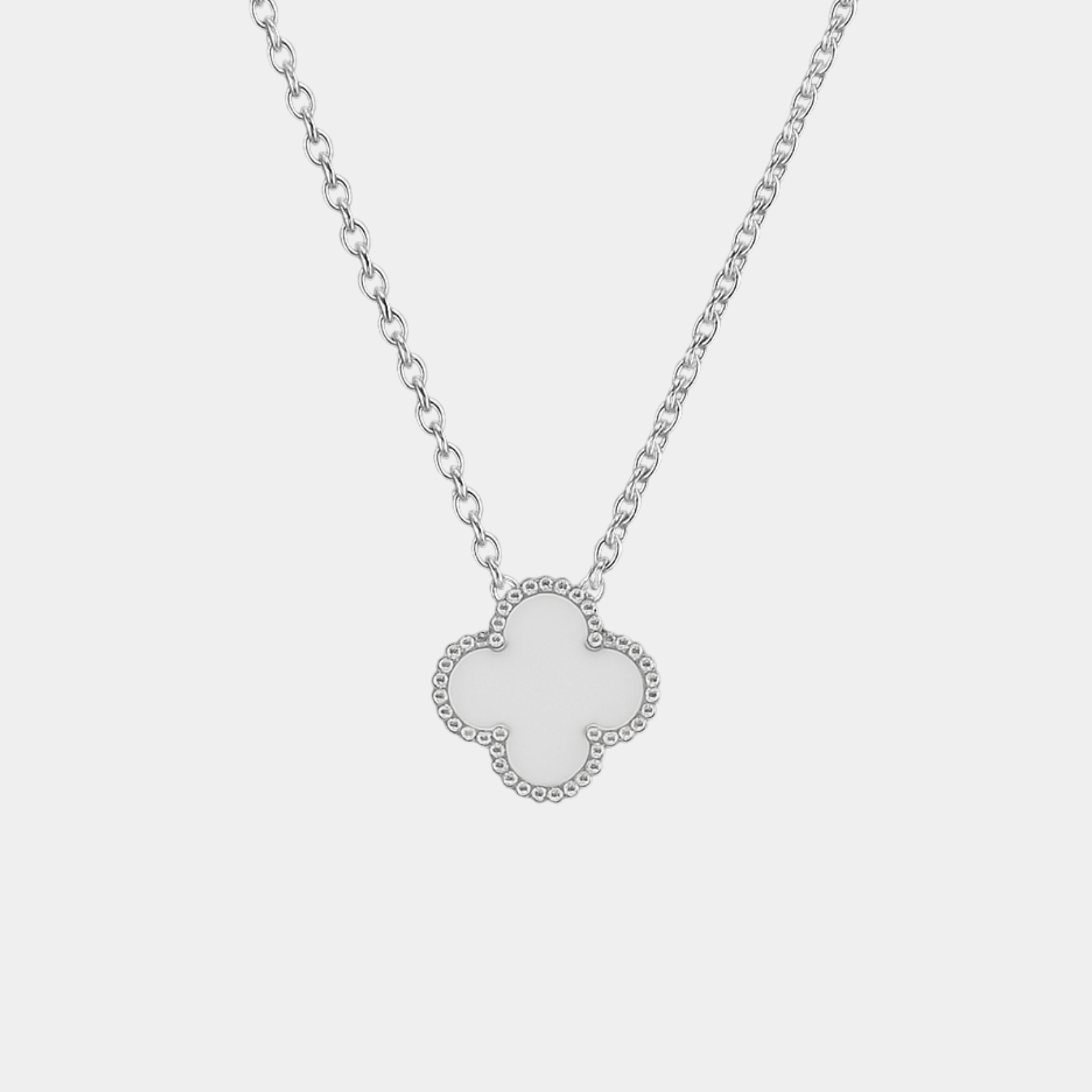 Silver Clover Chain - White