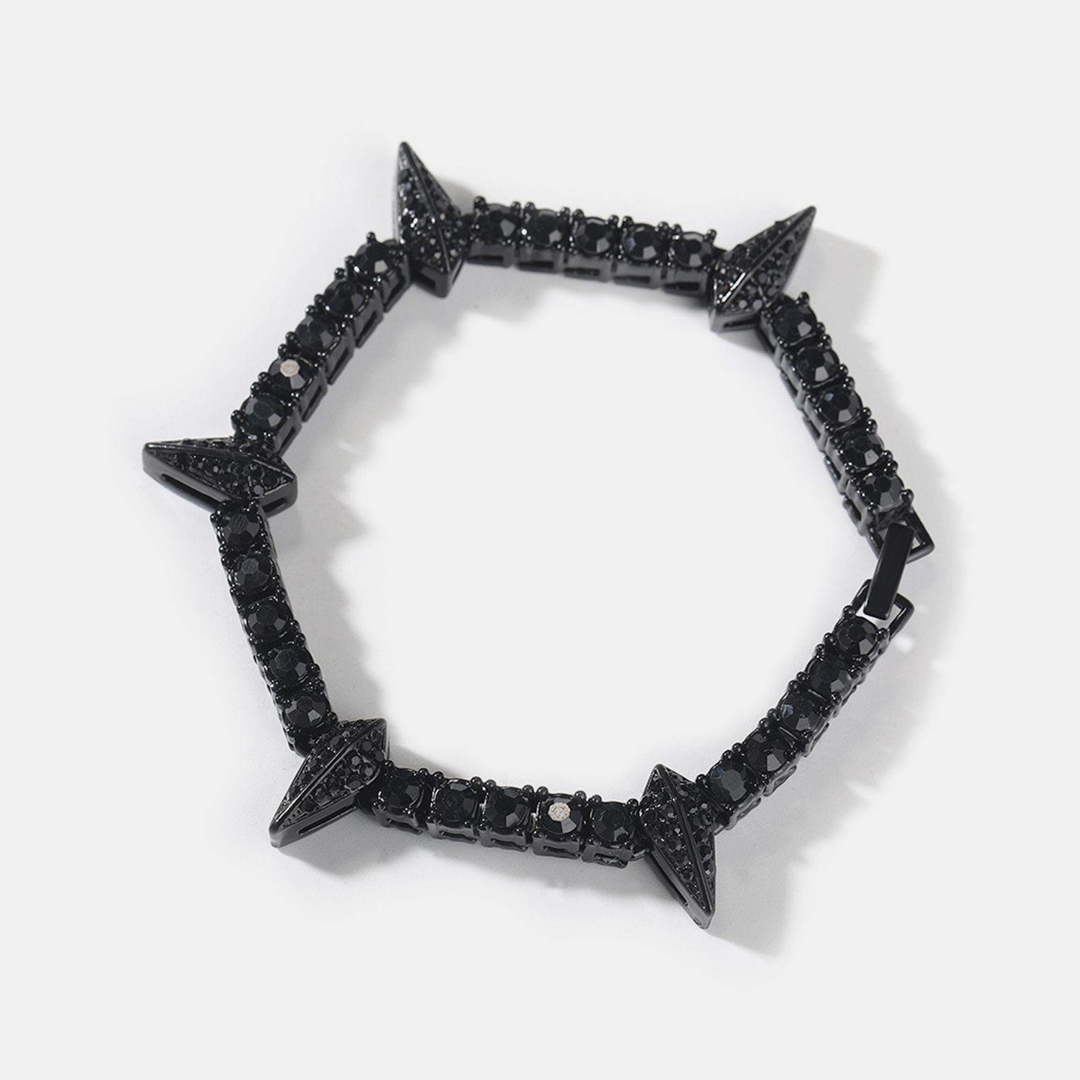 4mm Panther Rhinestones Tennis Link Bracelet - Black Gold