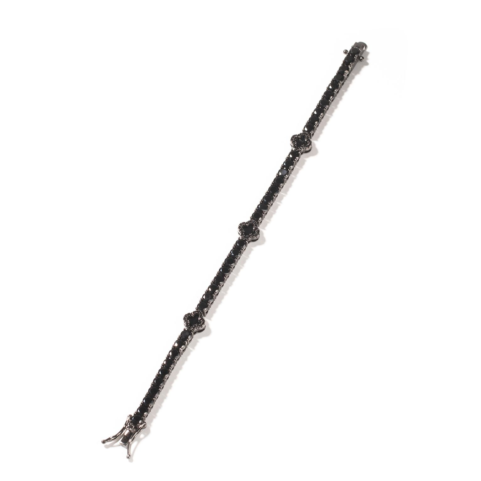 8mm Clover Tennis Link Chain - Black Gold