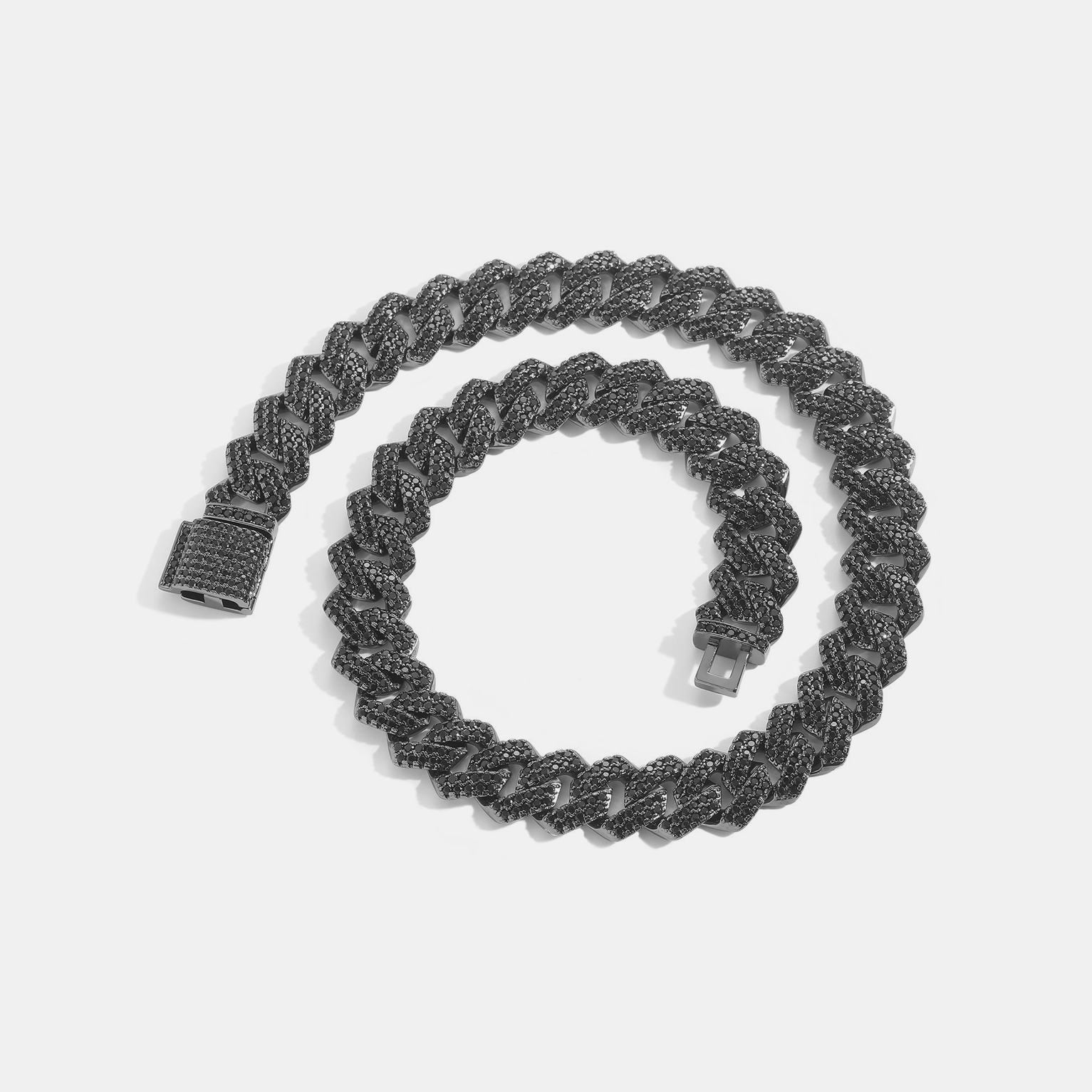 13mm Black Iced Cuban Link Chain - Black Gold