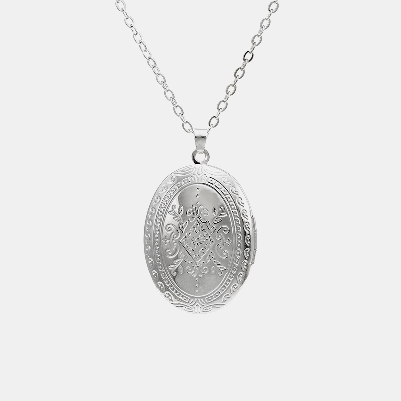 Vintage Oval Locket Pendant - Silver