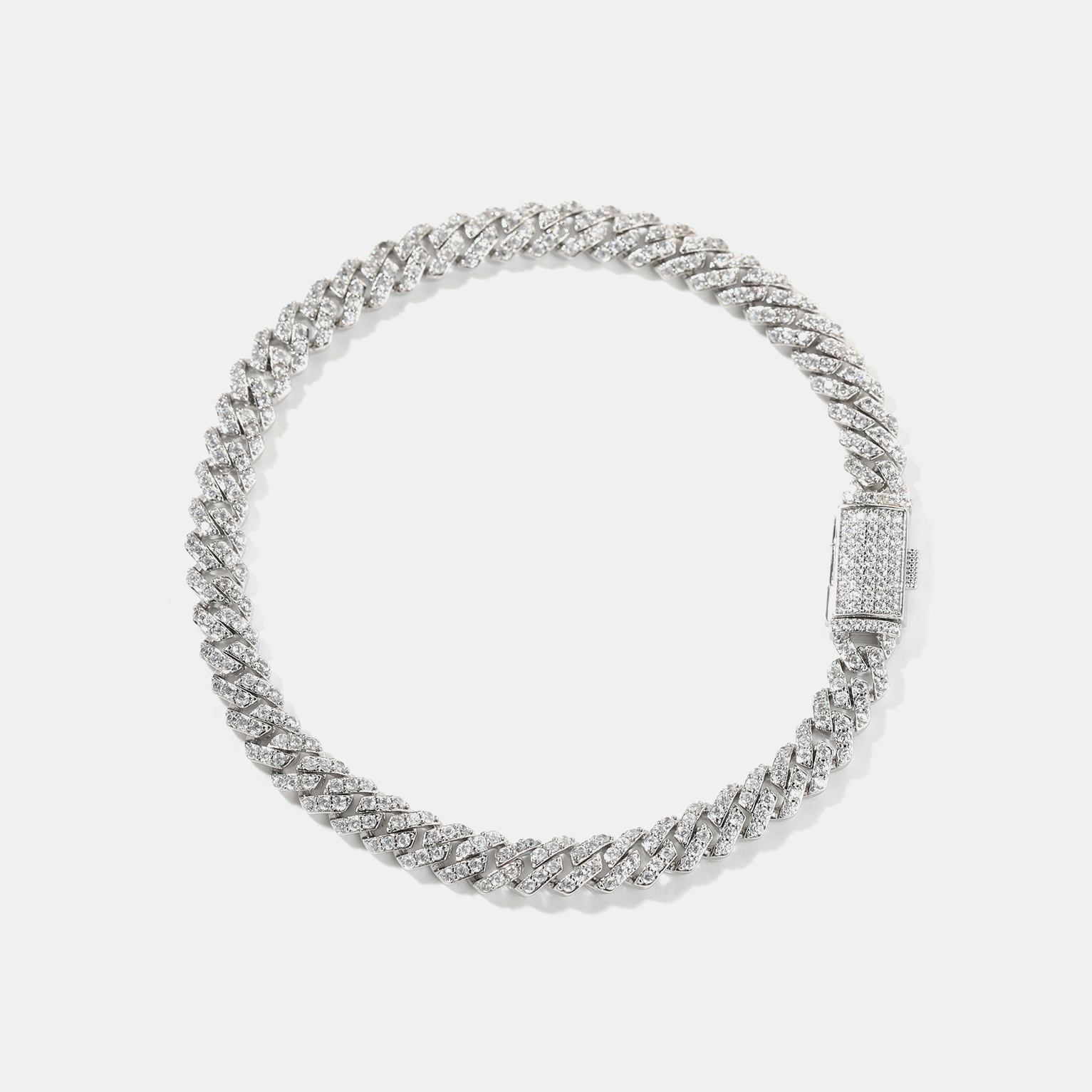 6mm Diamond Cut Cuban Bracelet - White Gold