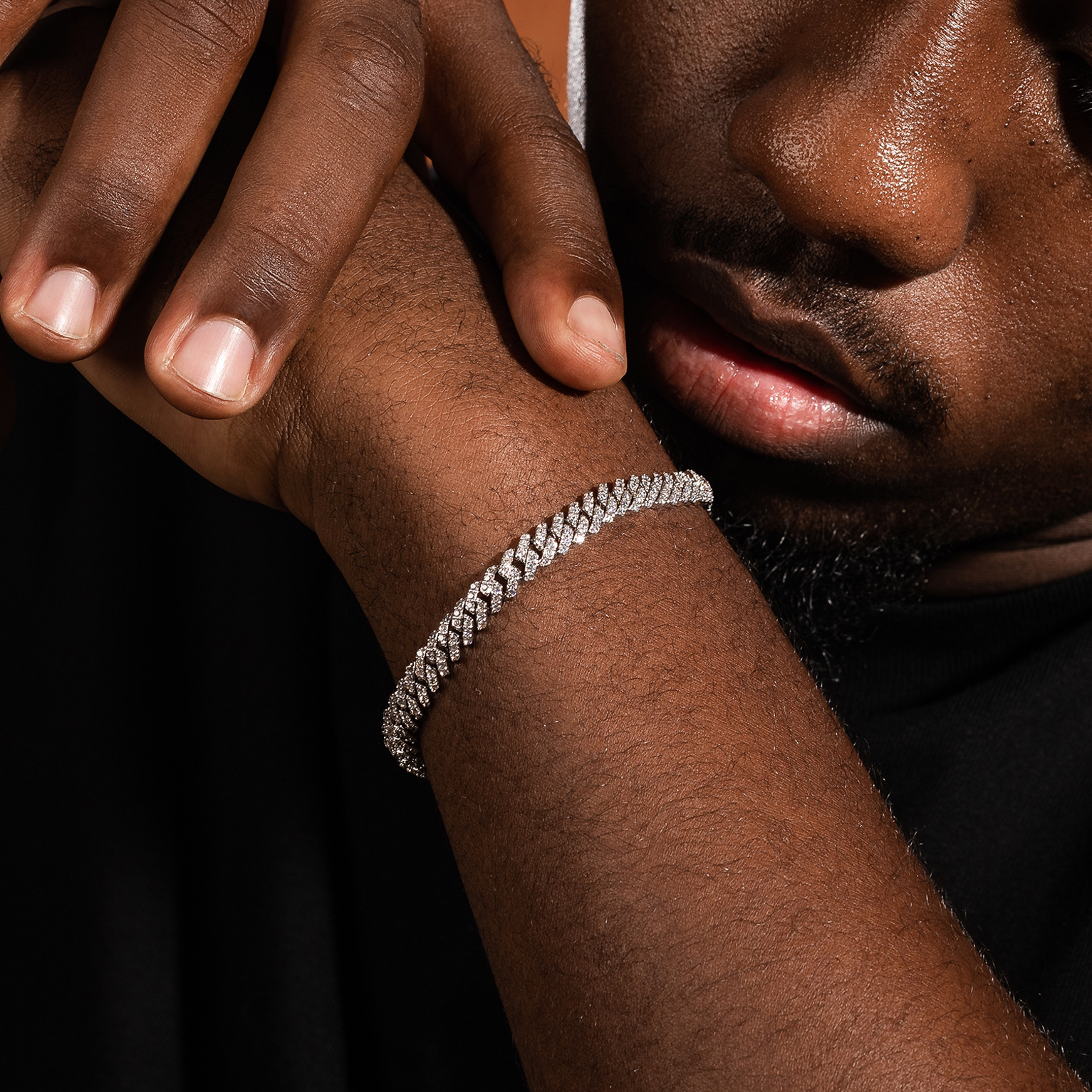6mm Diamond Cut Cuban Bracelet - White Gold