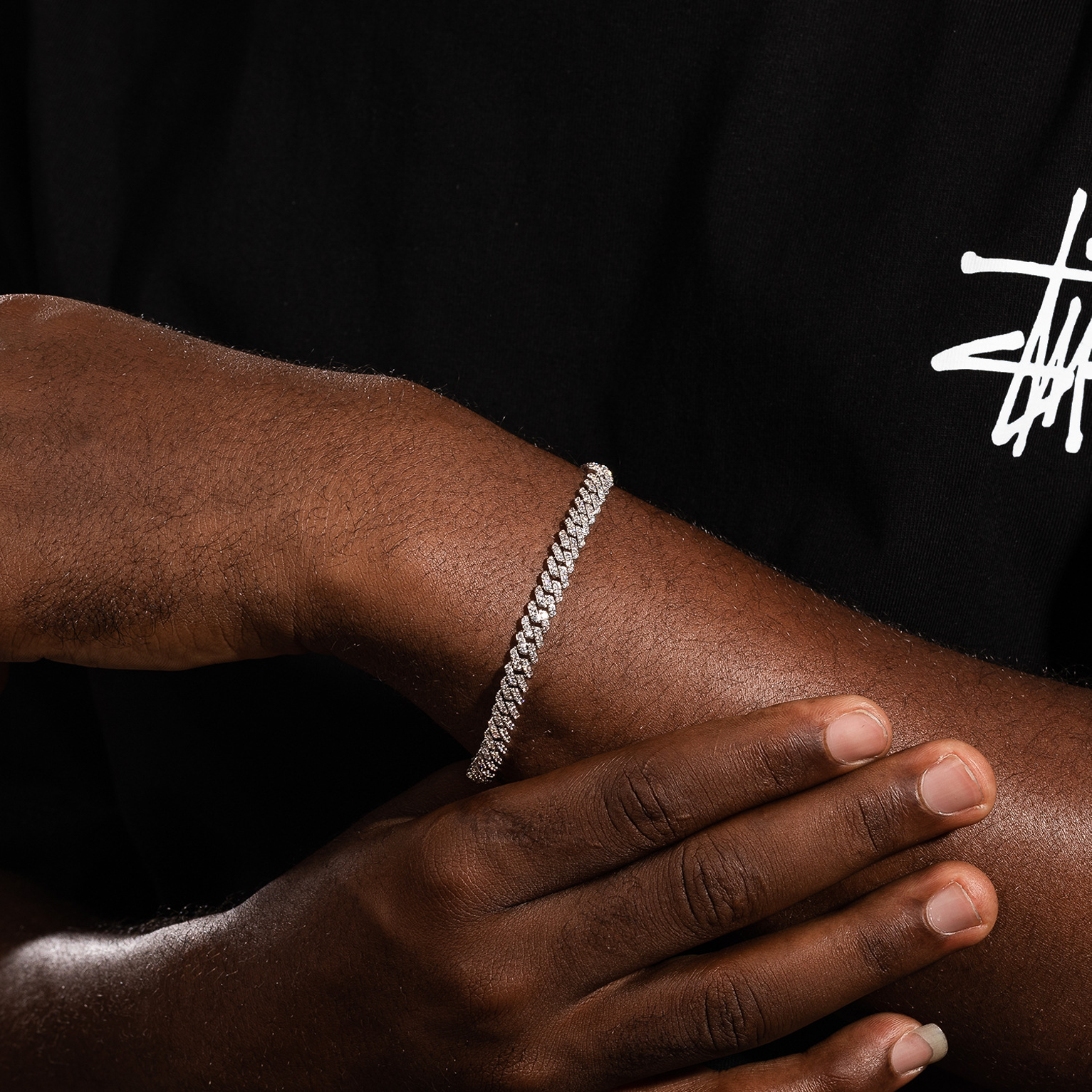 6mm Diamond Cut Cuban Bracelet - White Gold