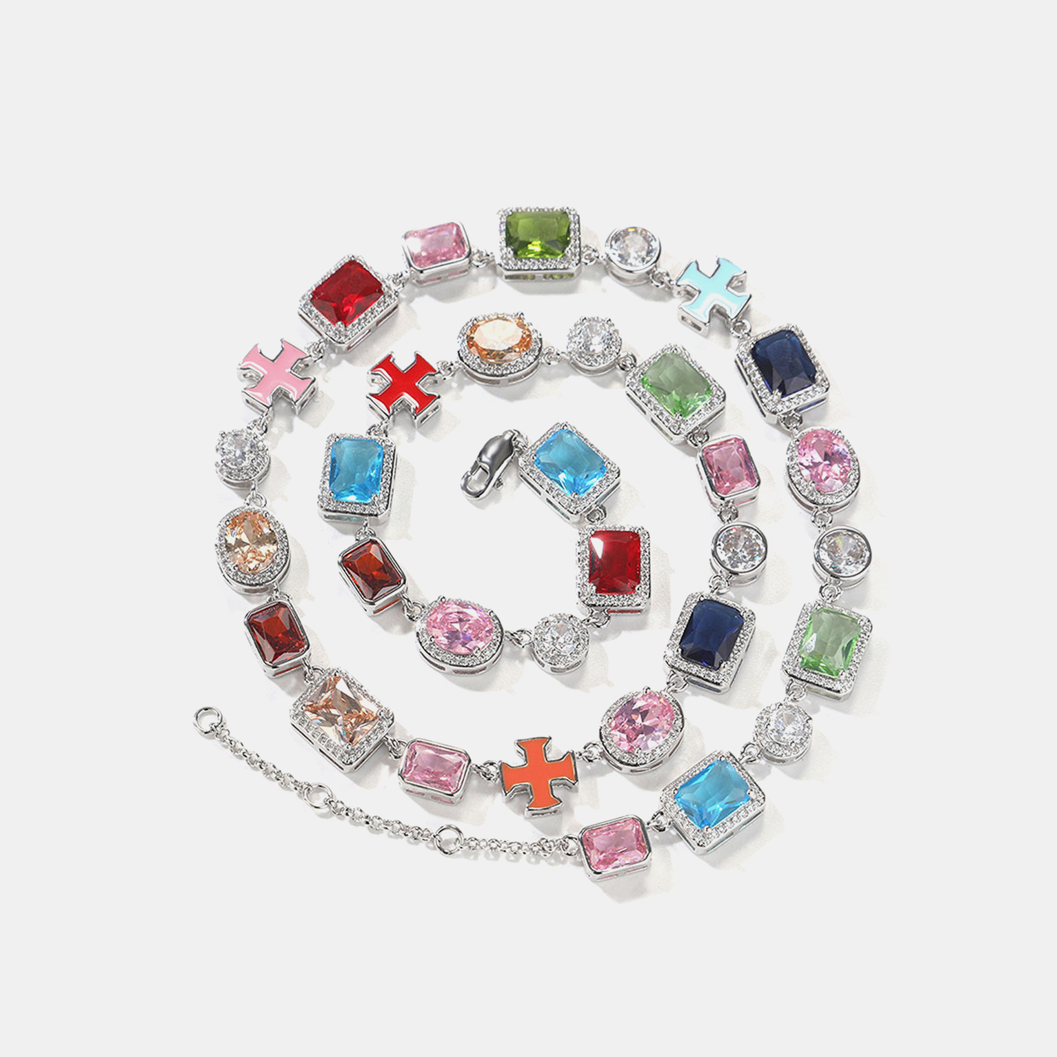 Dopamine Prism Gemstone Link Bracelet - White Gold