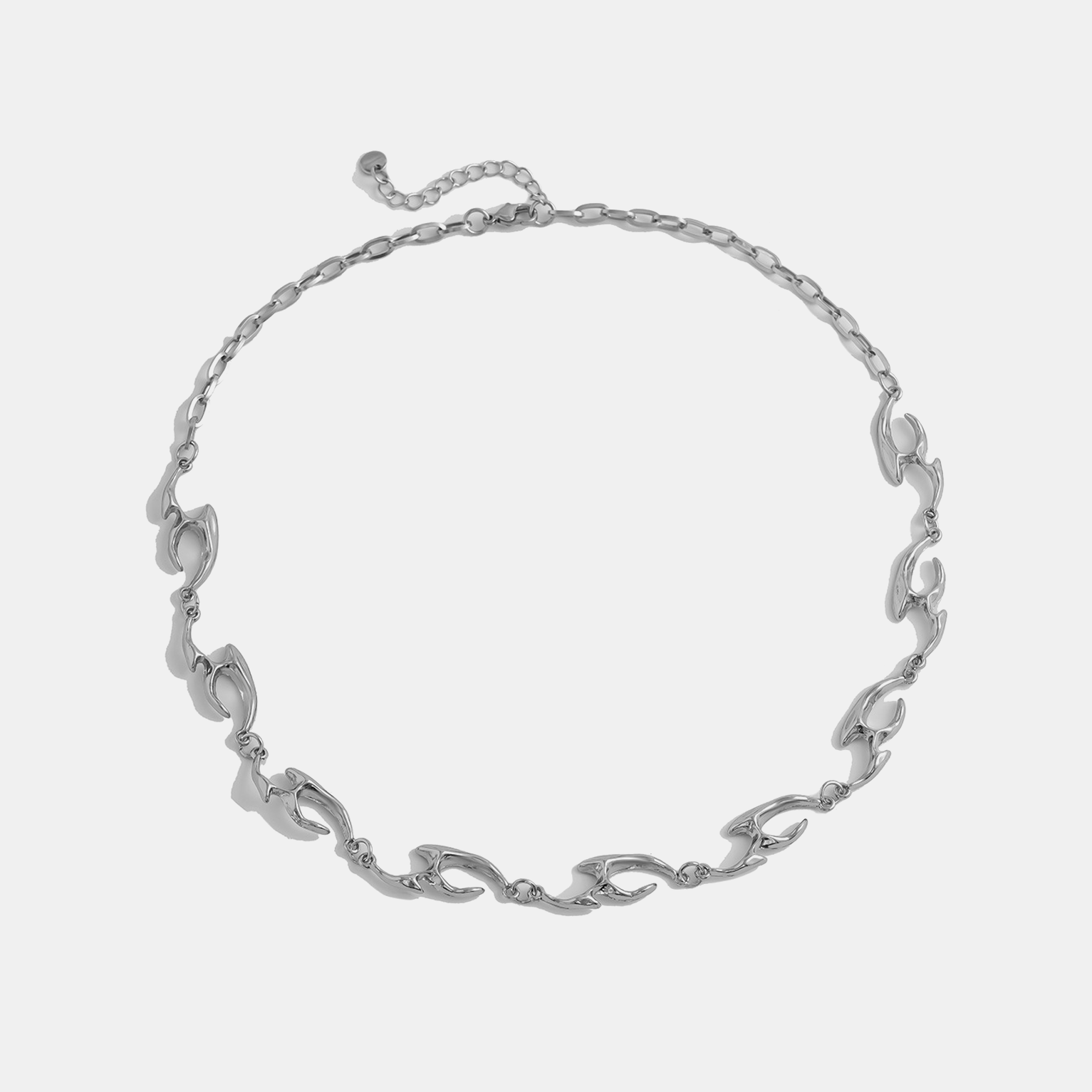 Irregular Edge Link Chain - White Gold