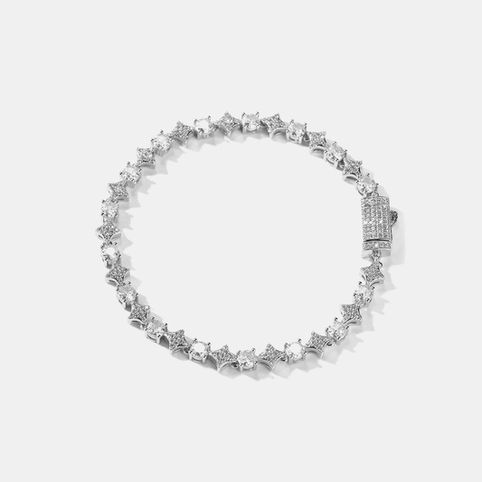 6mm Diamond & Oval Stone Tennis Bracelet - White Gold