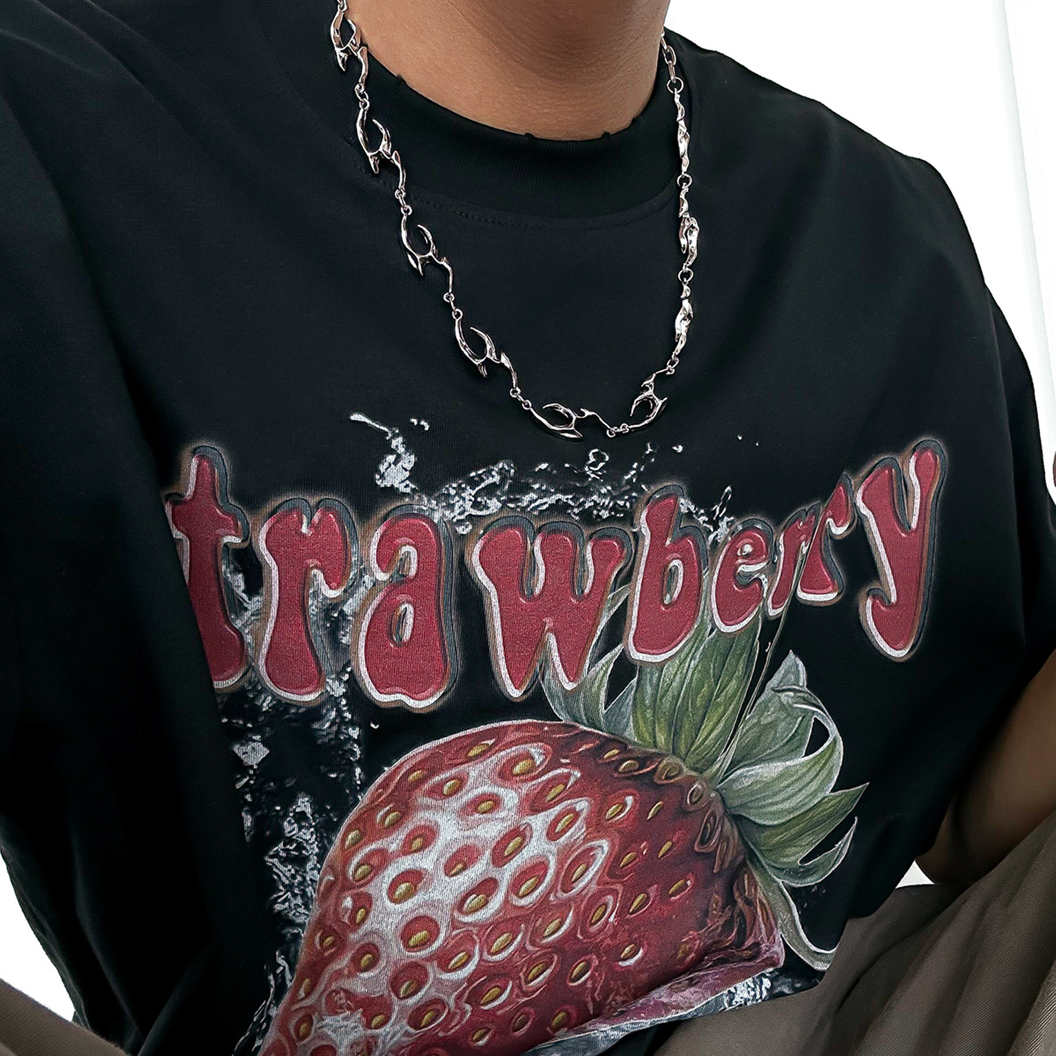 Irregular Edge Link Chain - White Gold