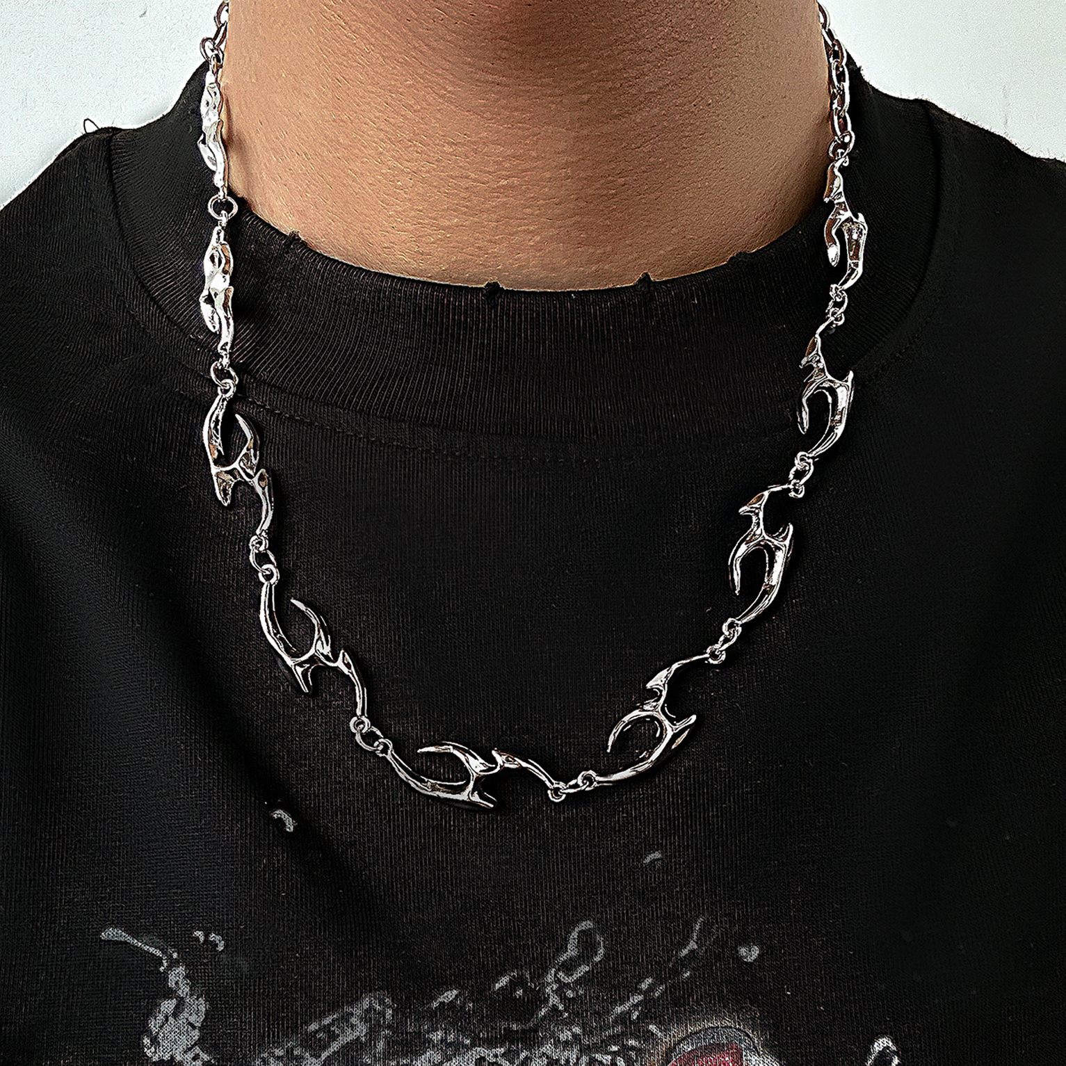Irregular Edge Link Chain - White Gold
