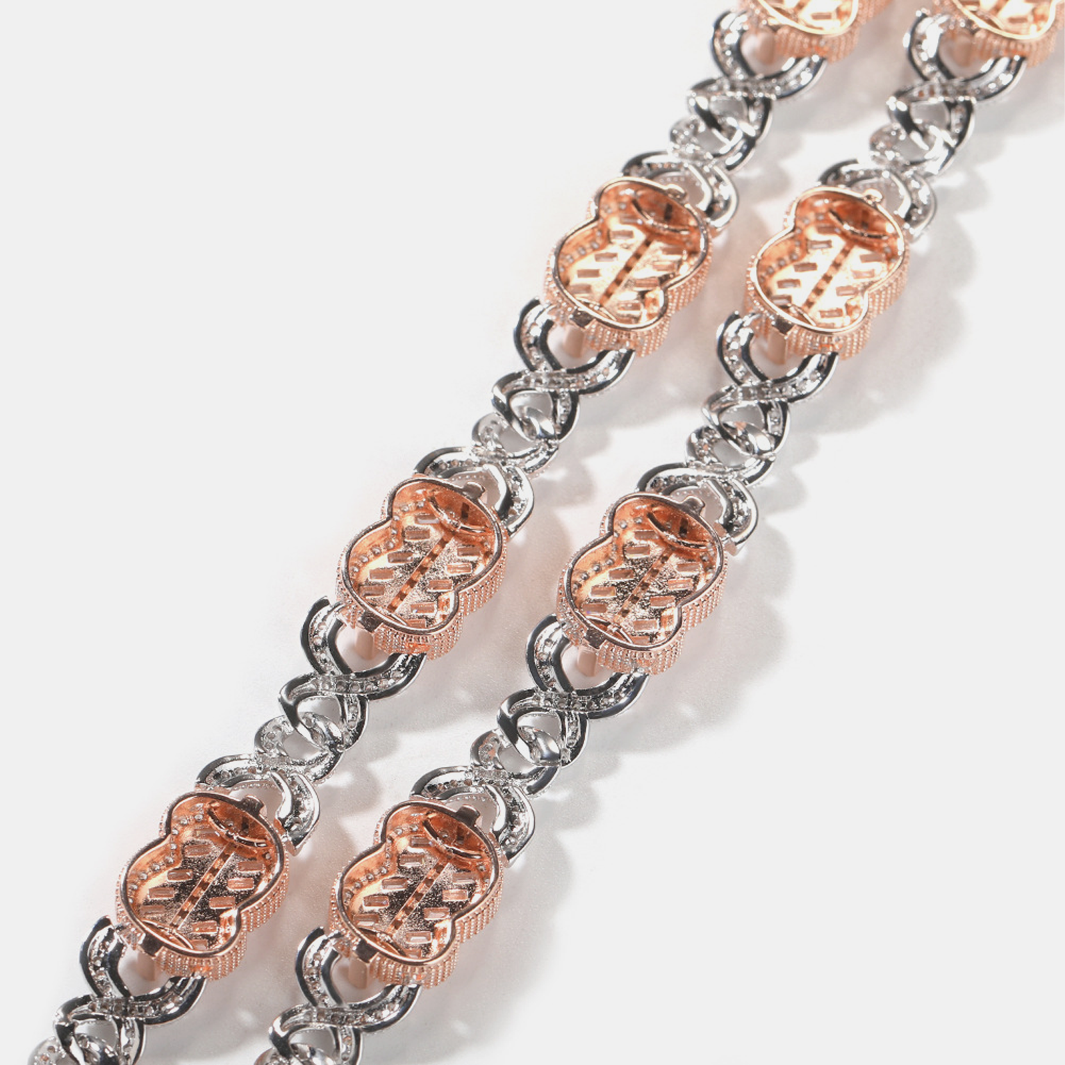Blinged-Out Dollar Chain - White Gold