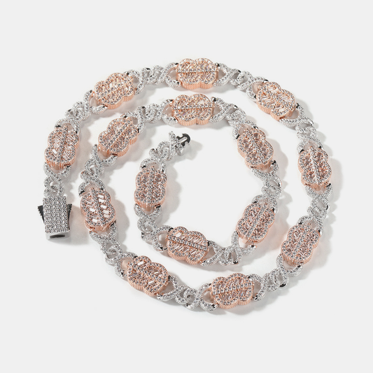 Blinged-Out Dollar Chain - White Gold