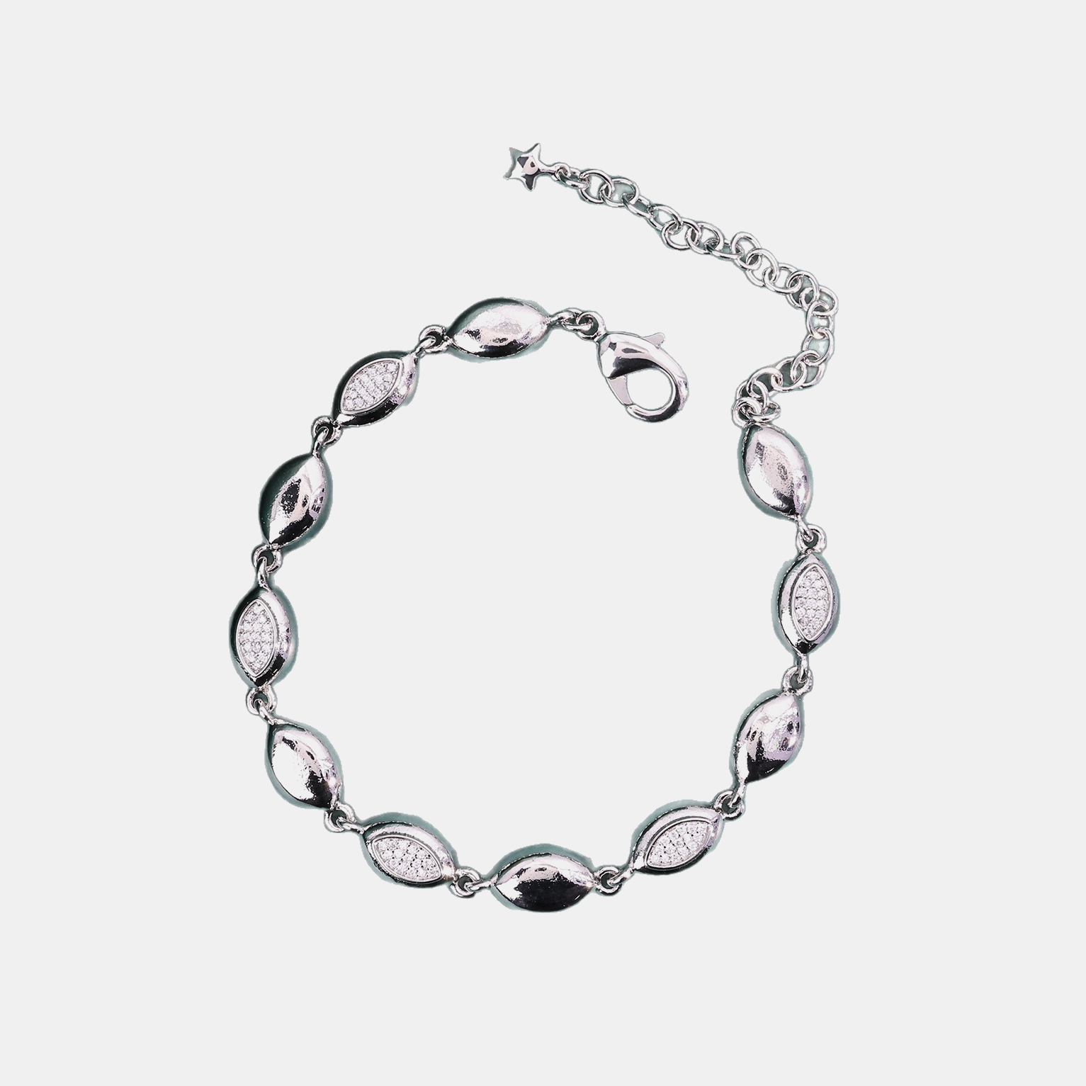 Iced Pebble Link Bracelet - White Gold