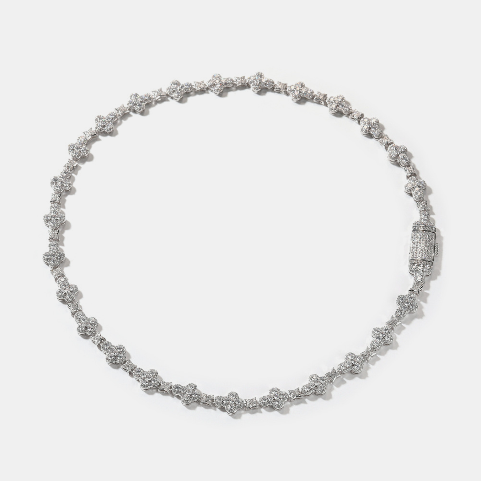 10mm Cross Star Link Chain - White Gold