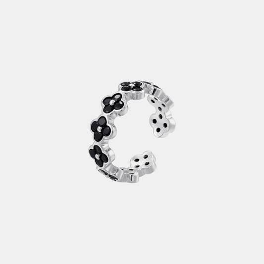 Lucky Clover Ring (Open Cuff) - Black Gold