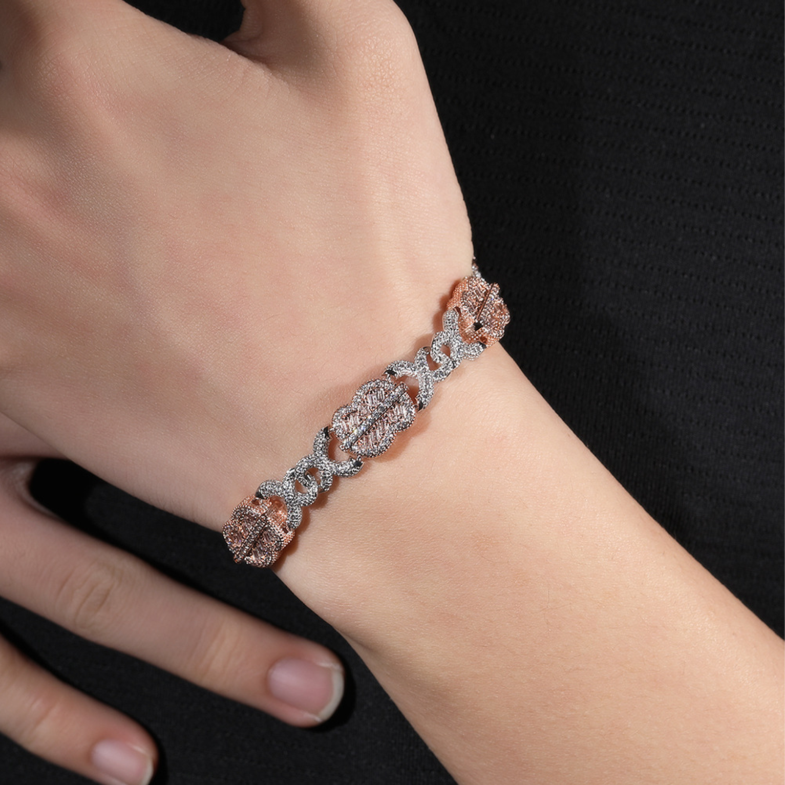 Blinged-Out Dollar Bracelet - White Gold