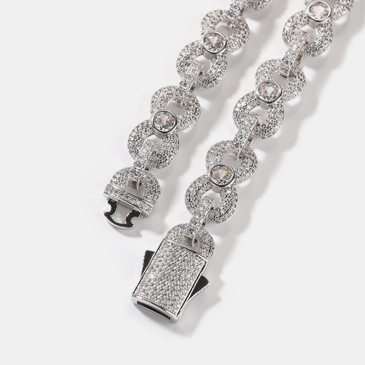 16mm Iced Infinity Bracelet - White Gold