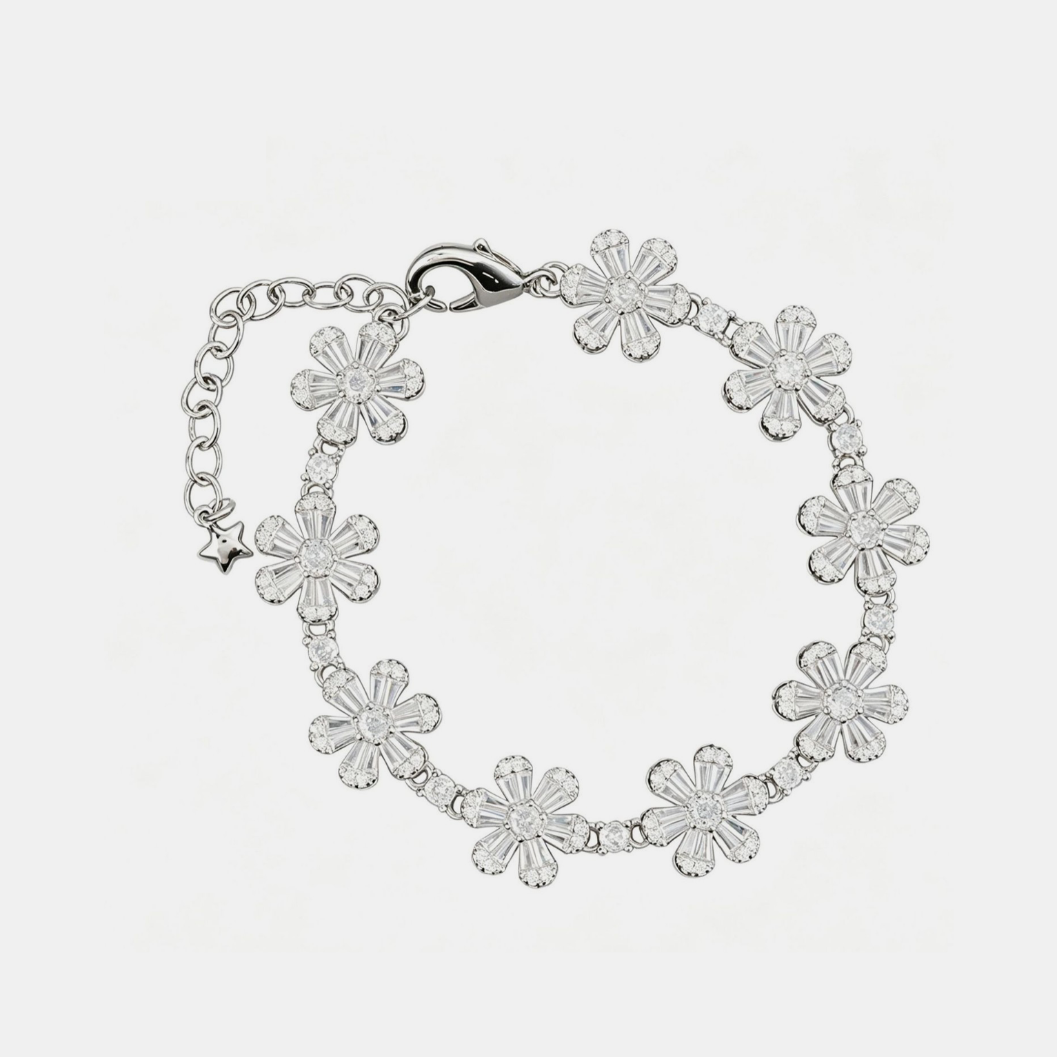 Emerald Daisy Link Bracelet - White Gold