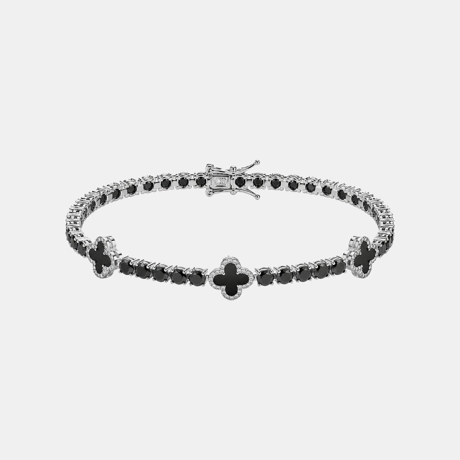 8mm Clover Tennis Link Bracelet - Panda