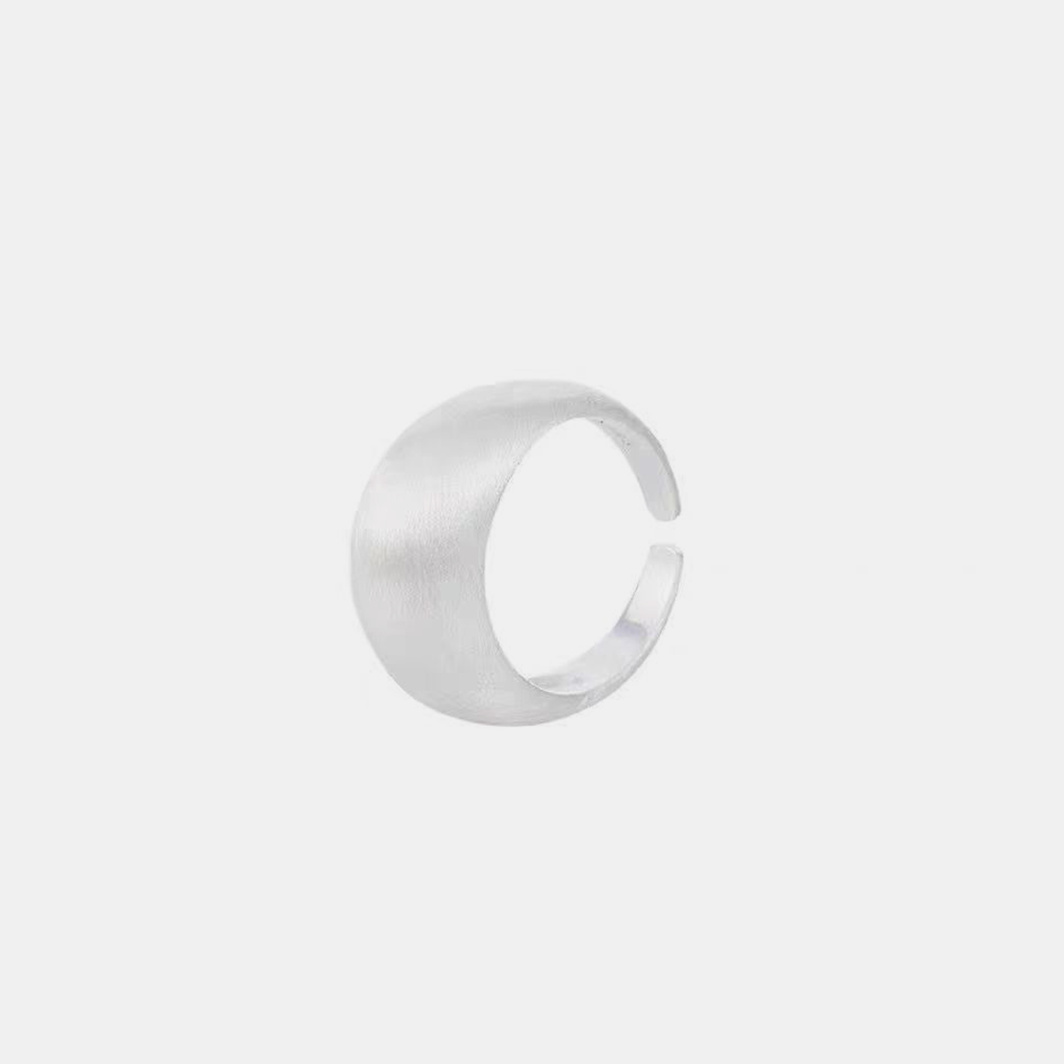Matte Silver Band Ring (Open Cuff) - Silver