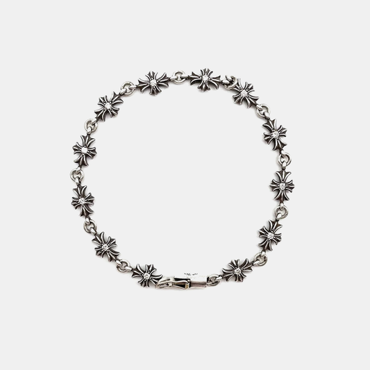 Iced Gothic Emblem Bracelet -White Gold