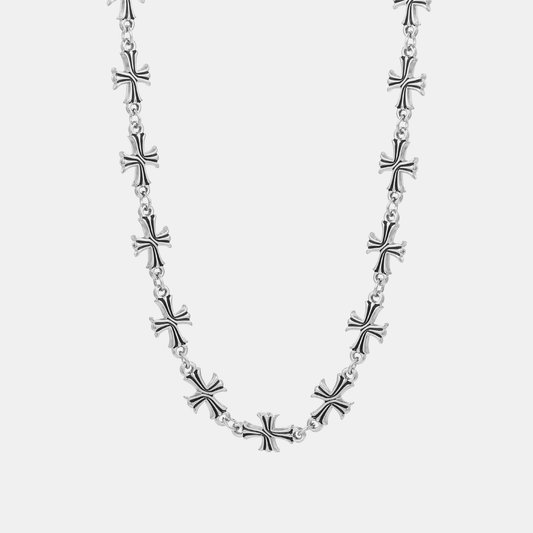 Cross Bloom Chain - White Gold