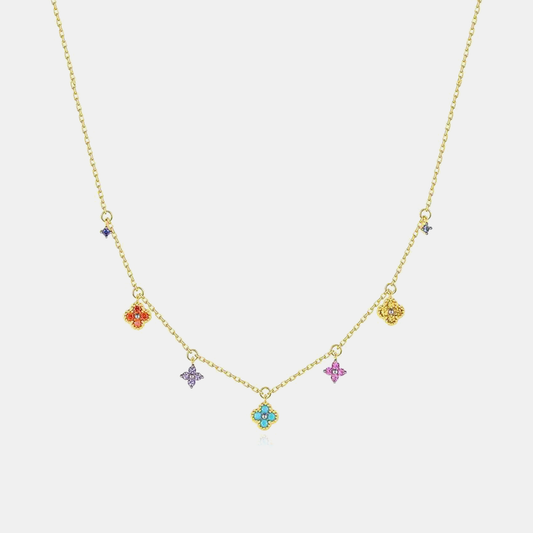 Pastel Bloom Gem Necklace - Gold