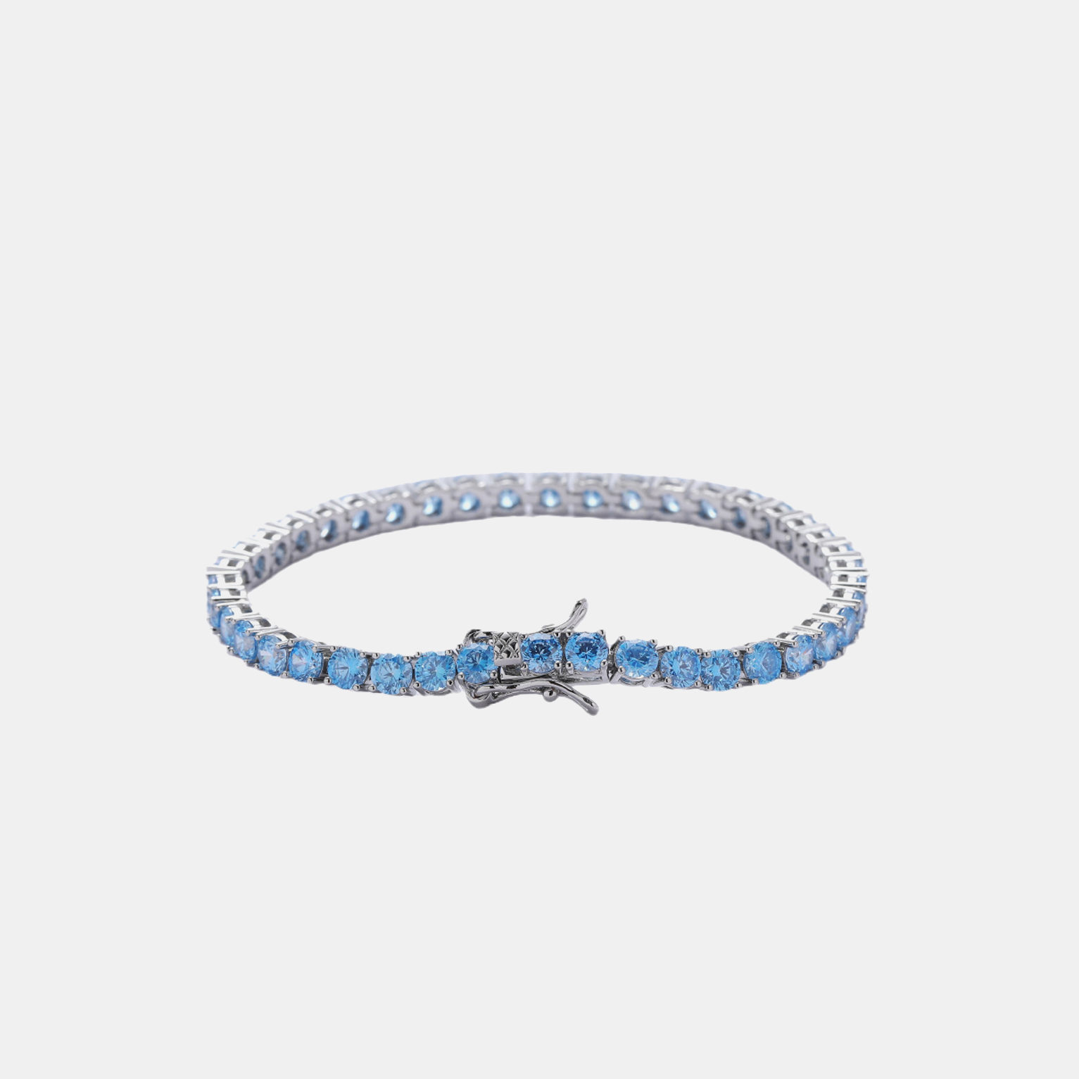 4mm Tennis Link Bracelet - Sky Blue Gold
