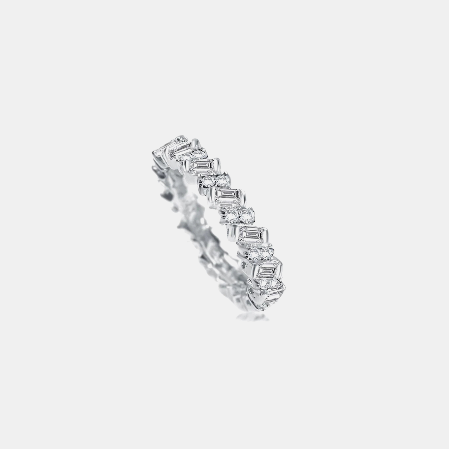 Iced Emerald Eternity Ring - White Gold