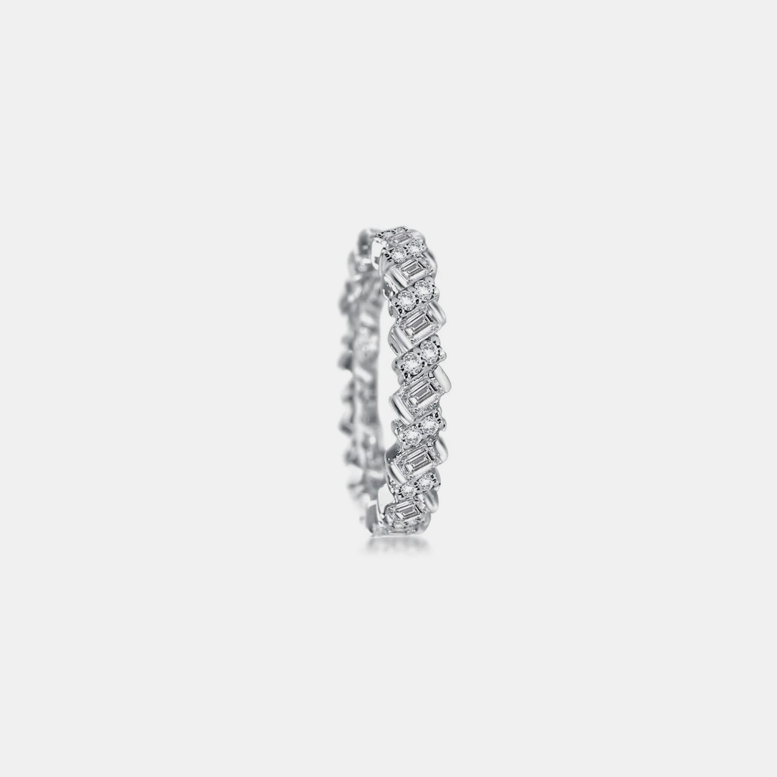 Iced Emerald Eternity Ring - White Gold