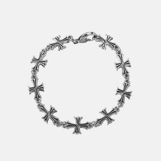 Cross Bloom Bracelet - White Gold
