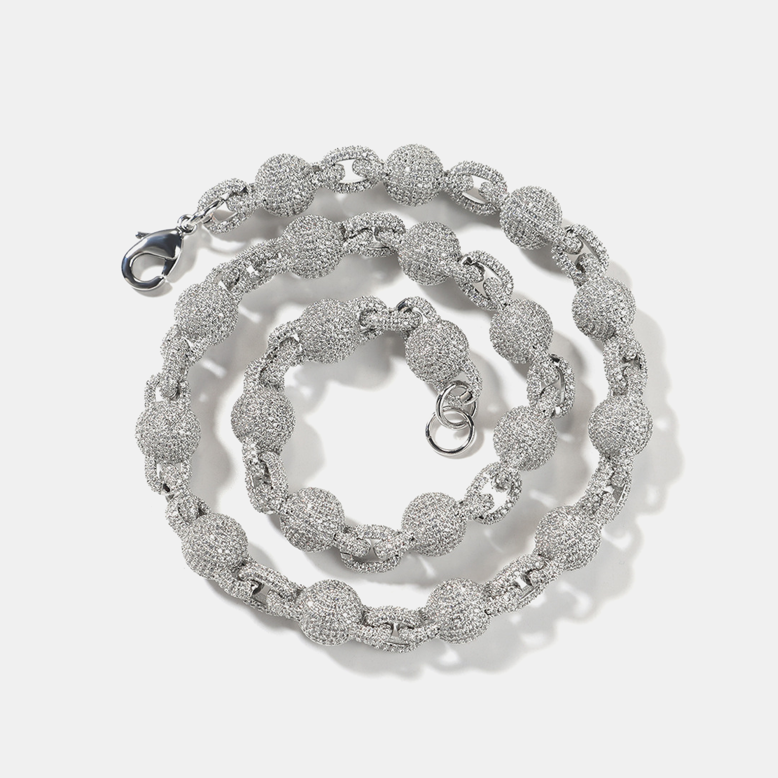 10mm Iced Ball Bracelet - White Gold