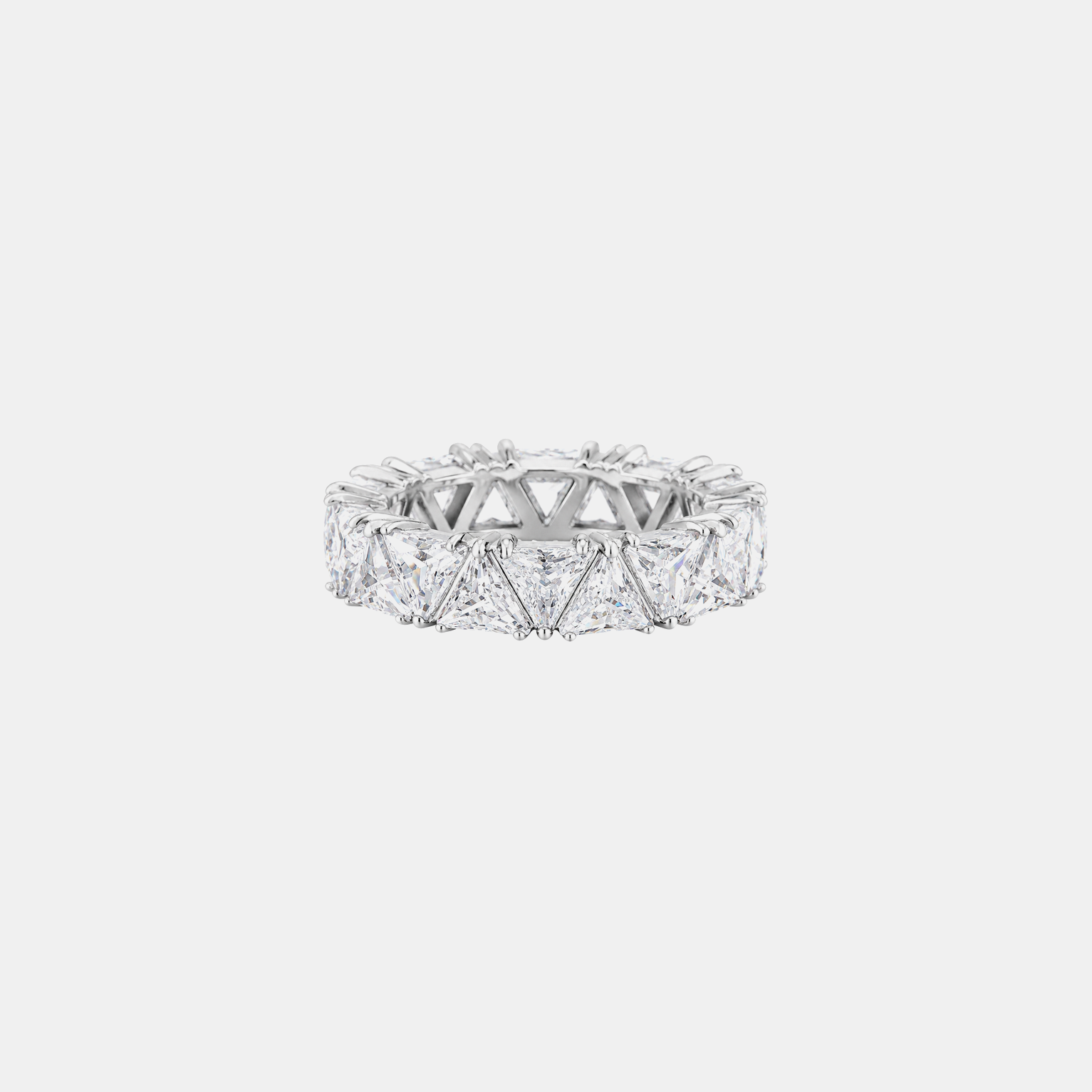 Iced Triangle Ring - White Gold