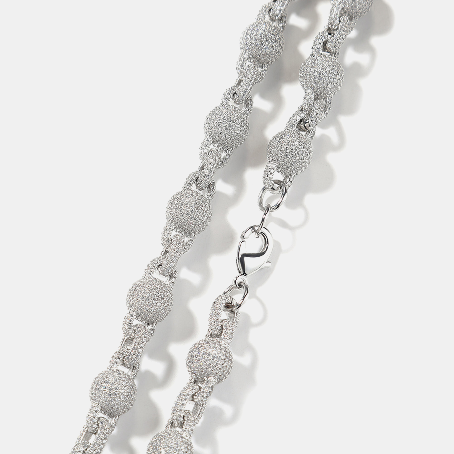 10mm Iced Ball Bracelet - White Gold