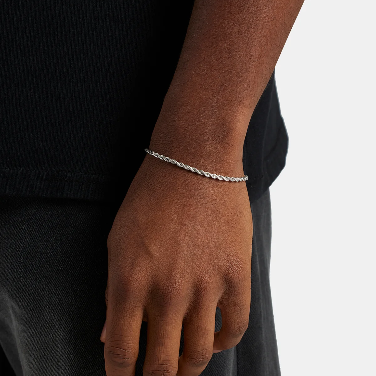 3mm Rope Bracelet - White Gold